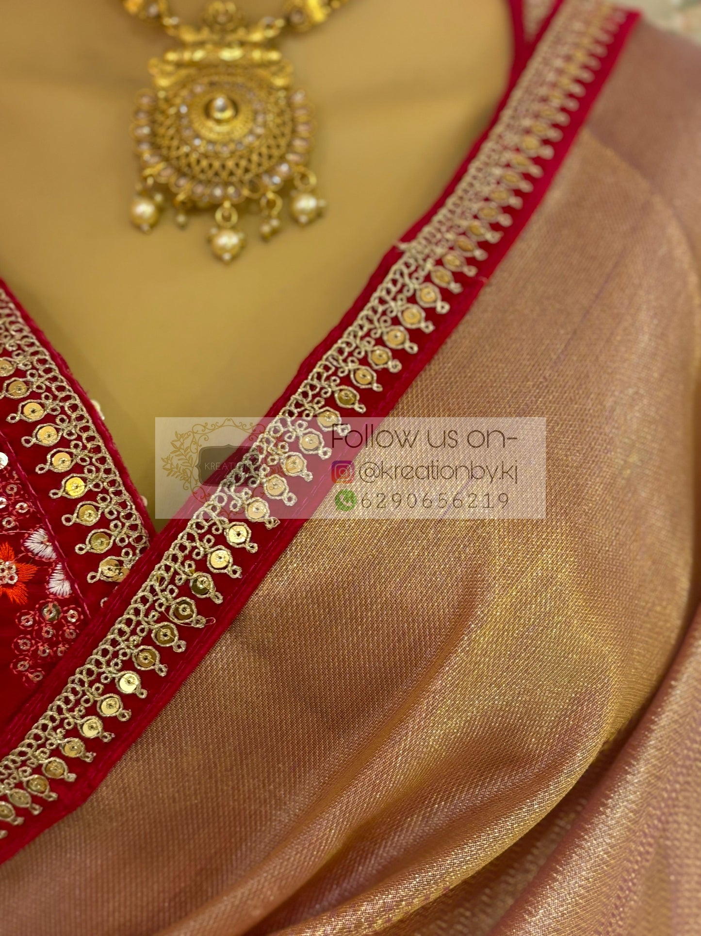 Dusty Pink Tissue Banarasi Saree with Designer Velvet Blouse kreationbykj
