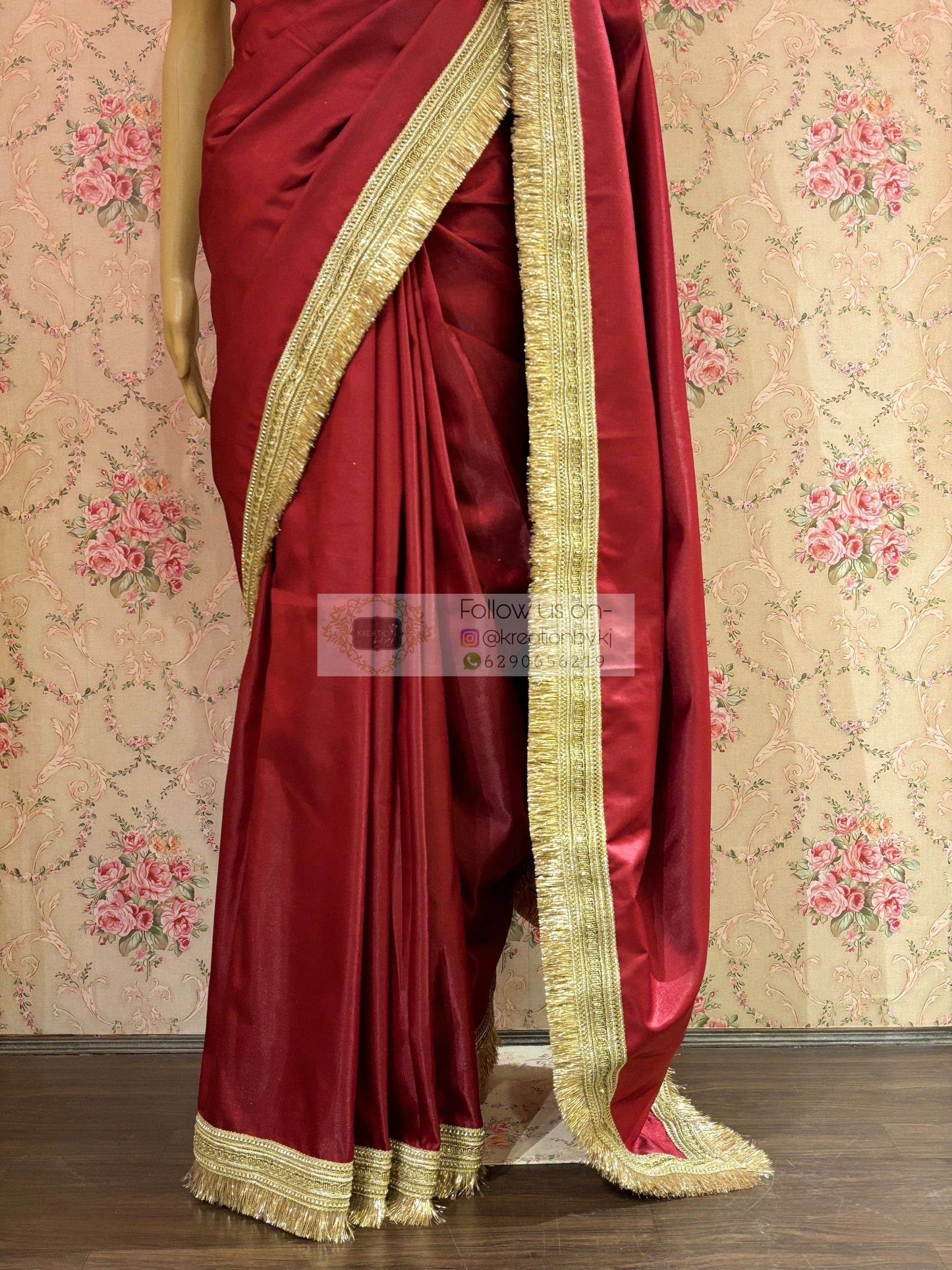 Maroon Silk Banno Saree kreationbykj