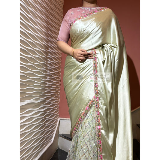Spring Whispers Satin & Net Half Saree kreationbykj