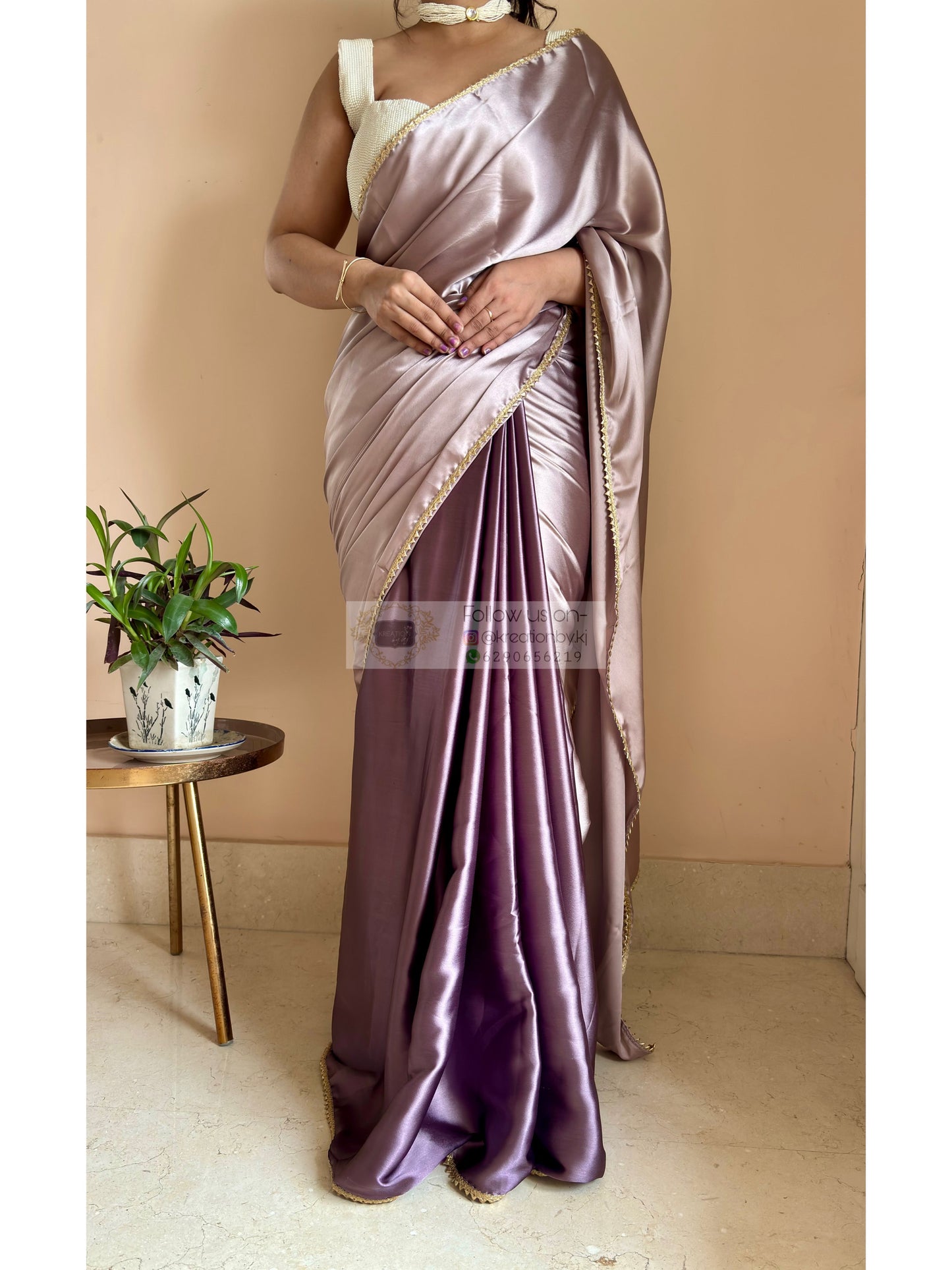 Echo of Elegance Cocktail Satin Silk Saree kreationbykj