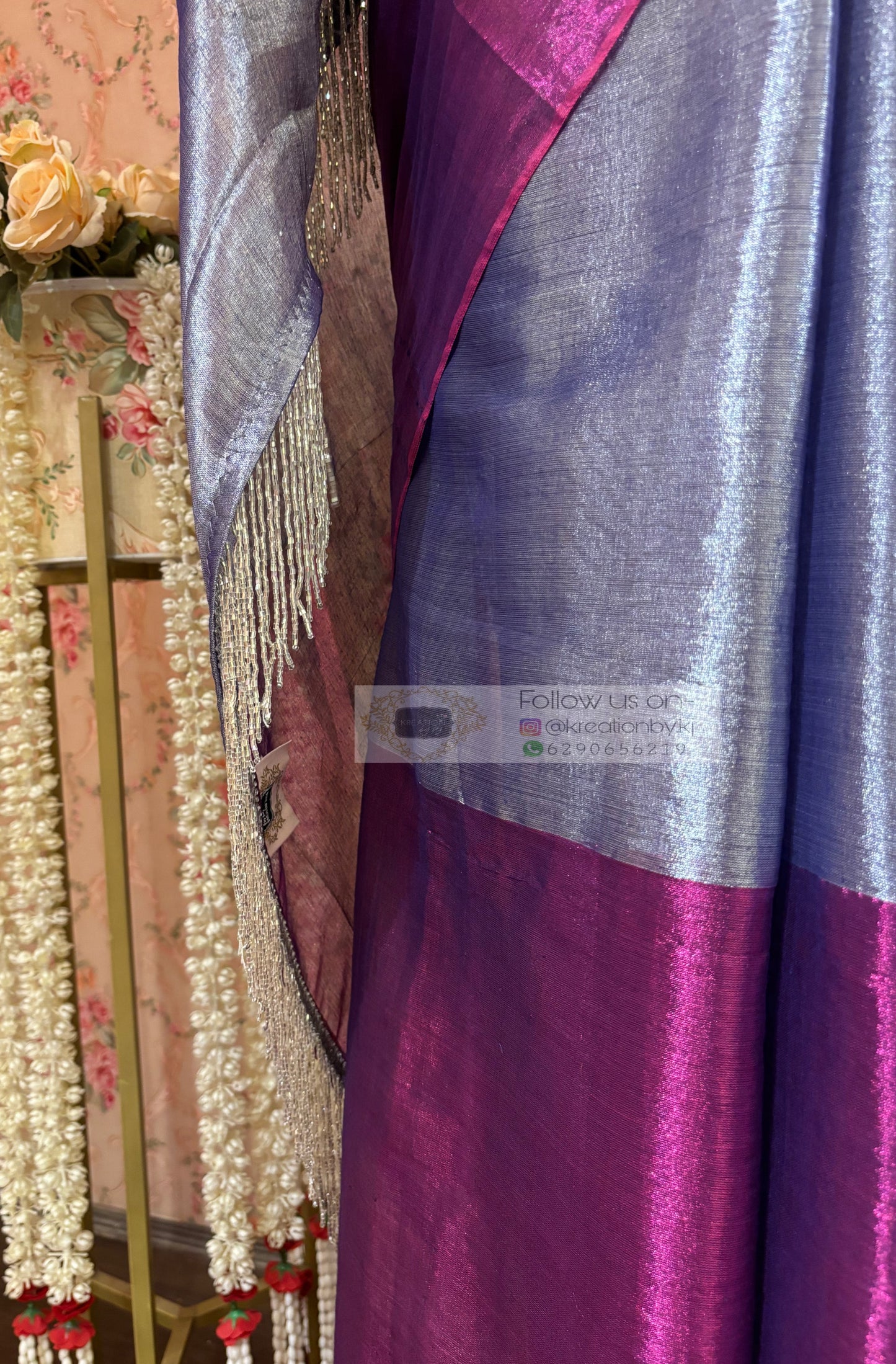 Jamun Gola Cotton Tissue Saree kreationbykj