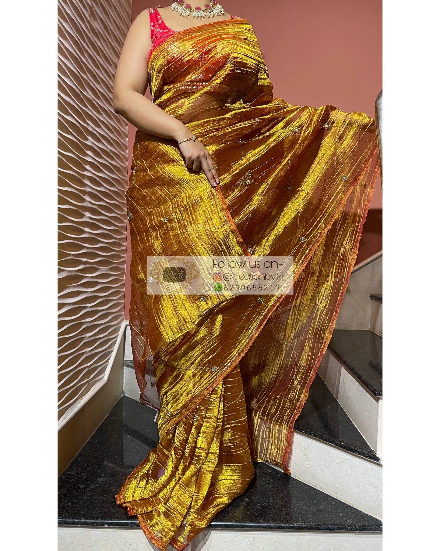 Fiery Gold Kashish Saree kreationbykj