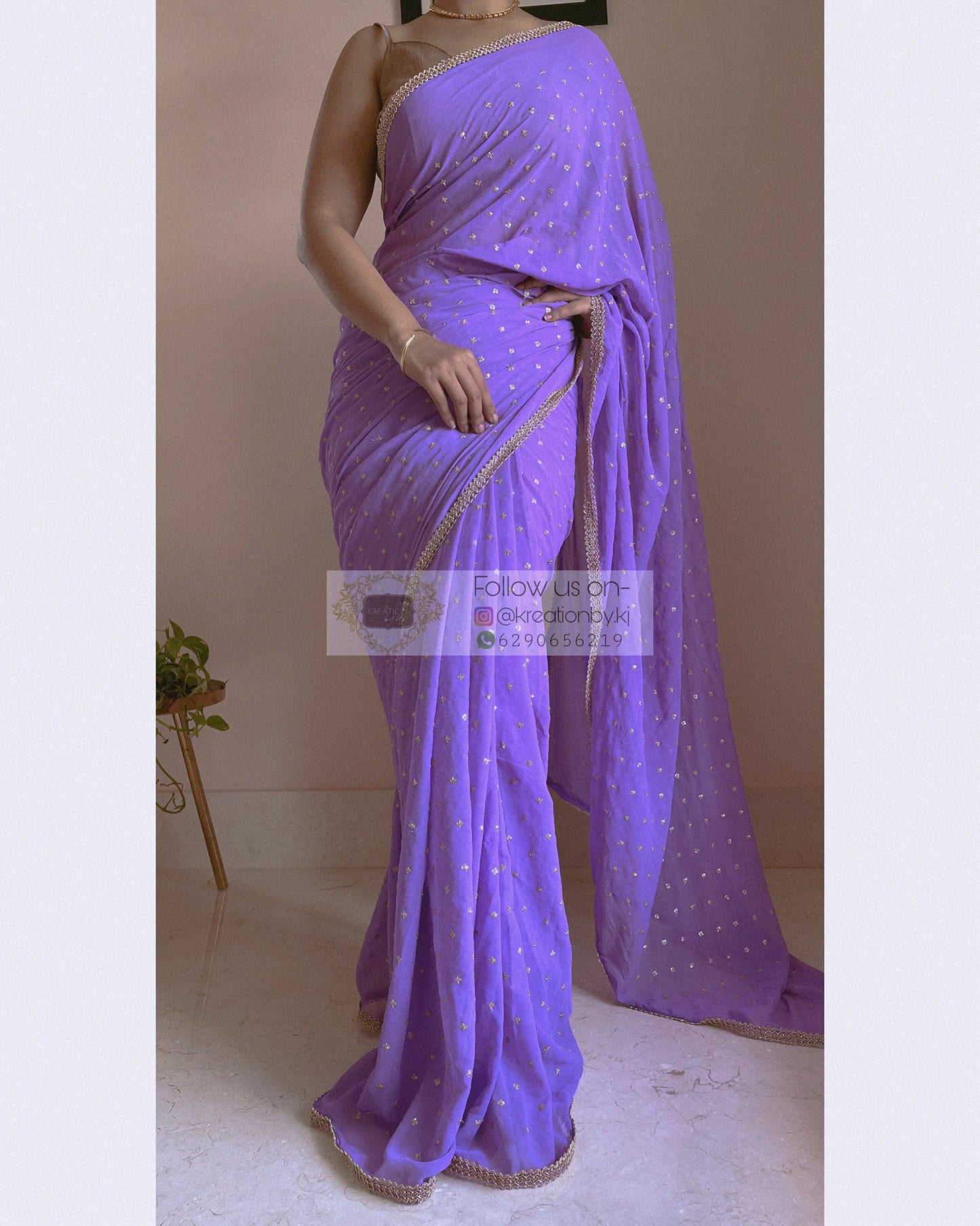 Lavender Ragini Georgette Saree kreationbykj