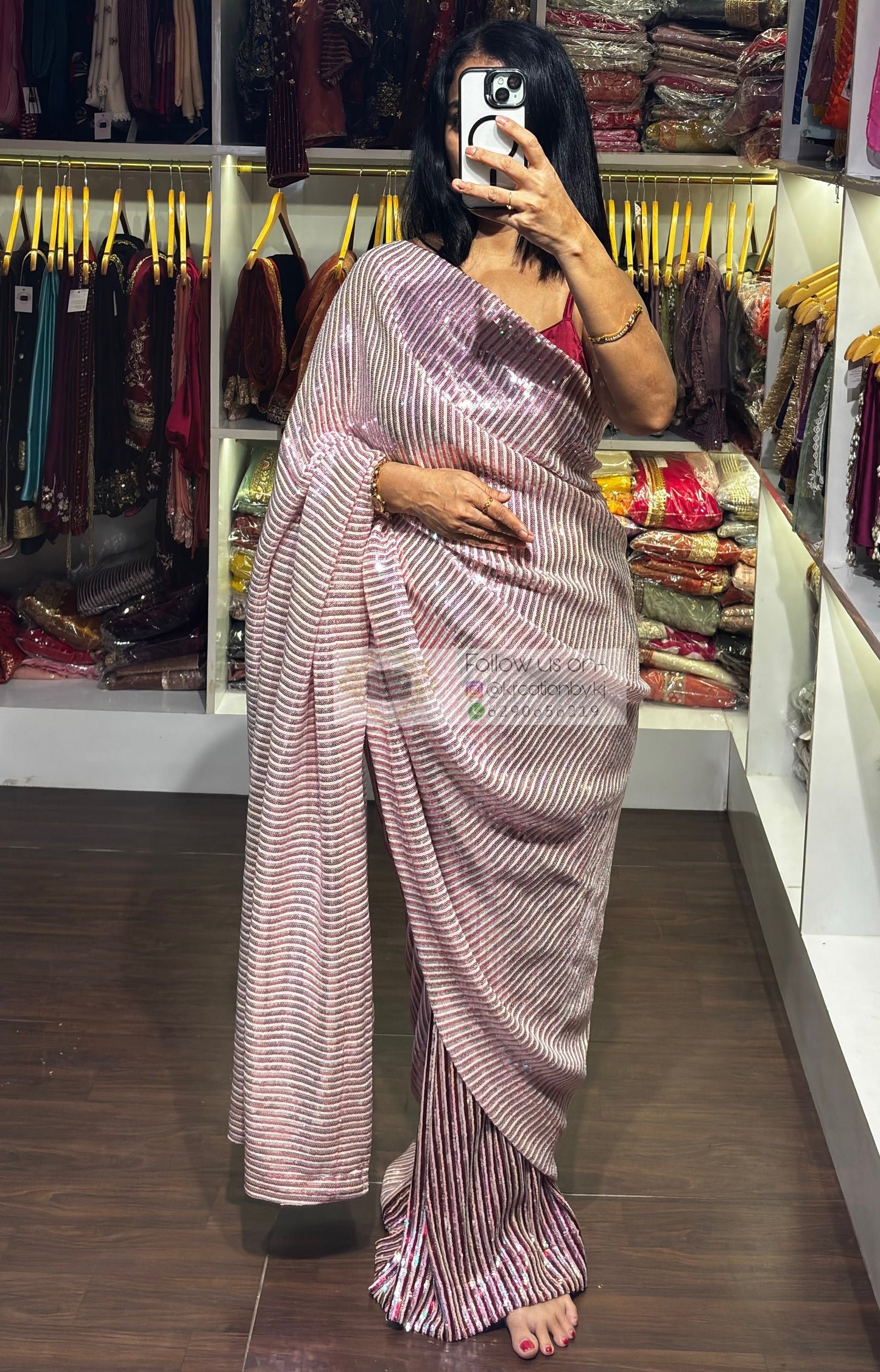 Dazzle Queen Sequin Half Saree kreationbykj