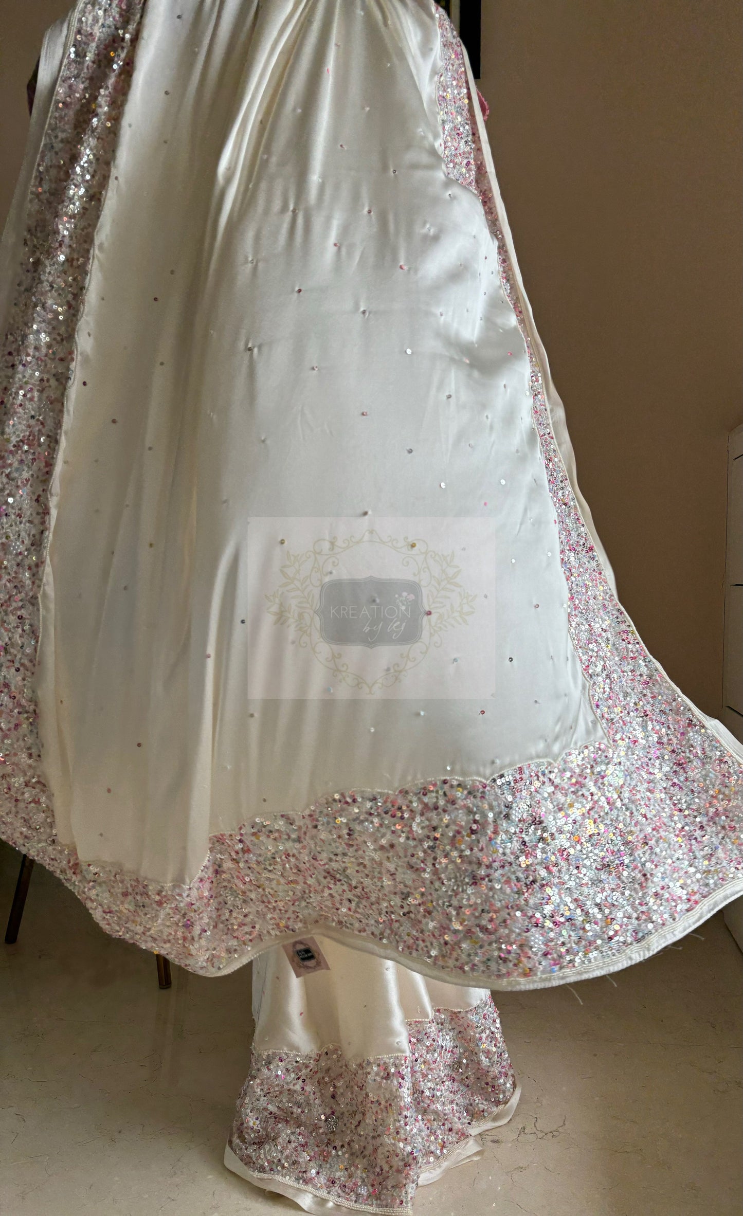 Cream Stardust Saree kreationbykj