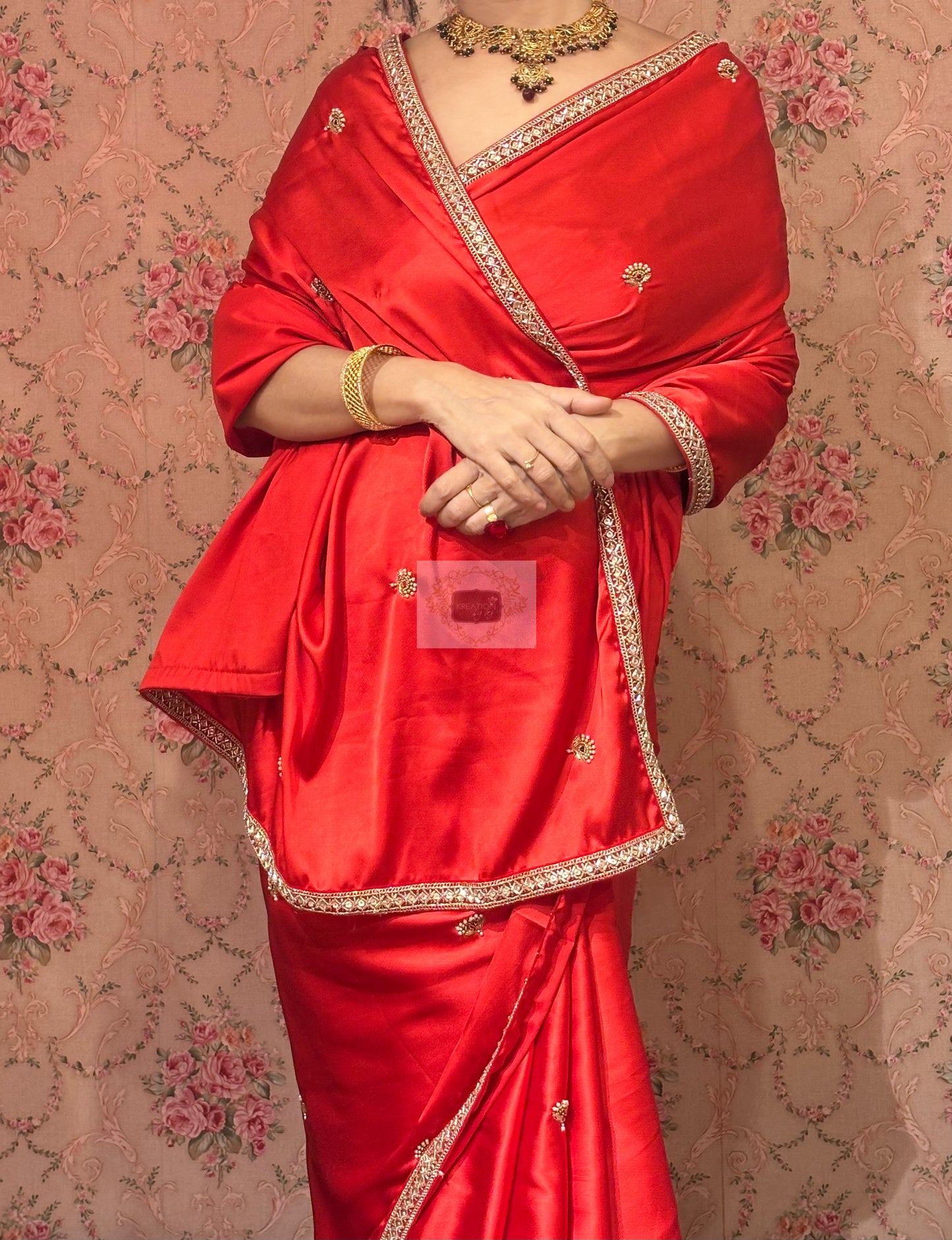 Crimson Red Kurmaie Saree