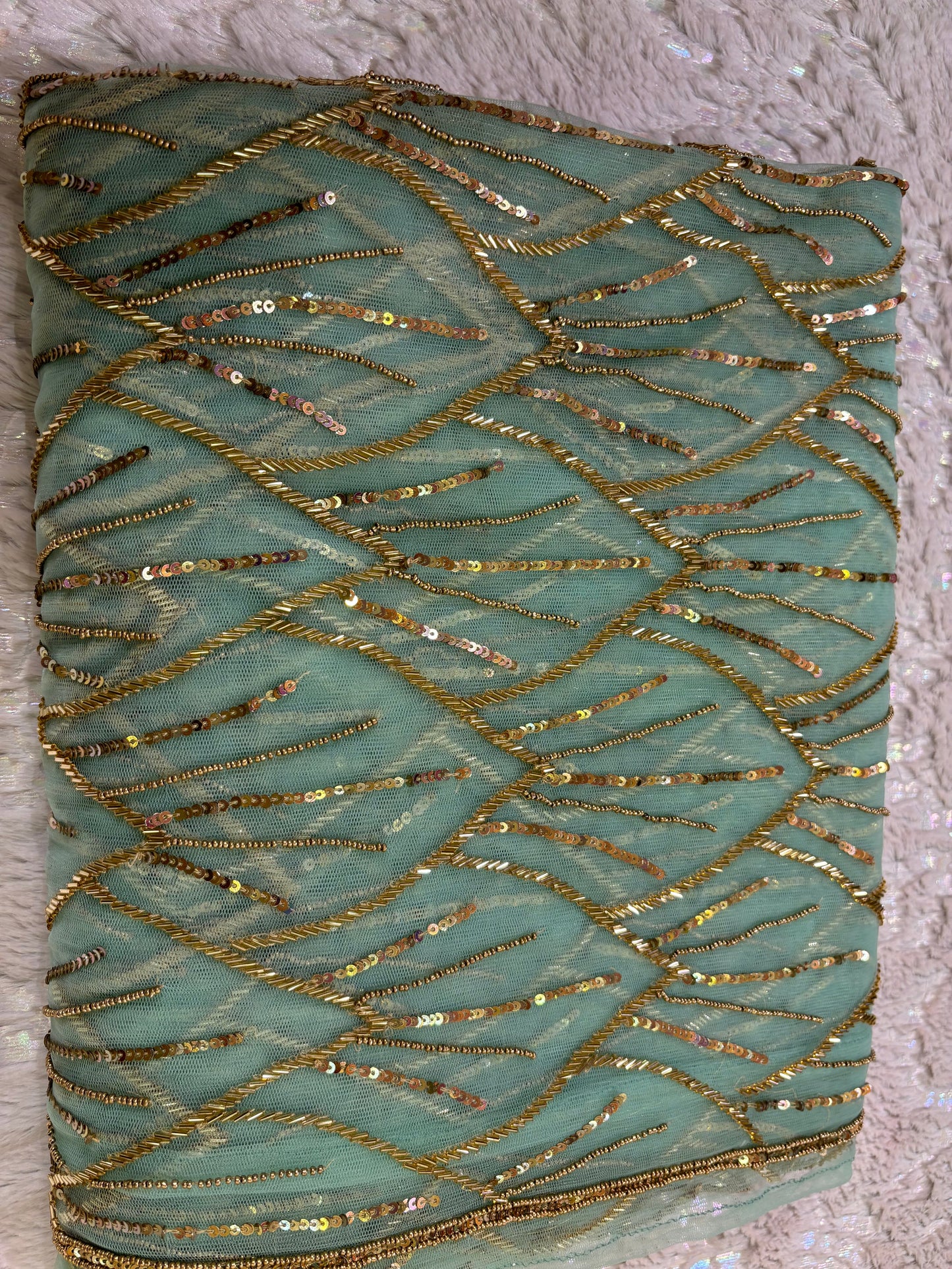 Mint Green A Sky full of Stars Saree kreationbykj