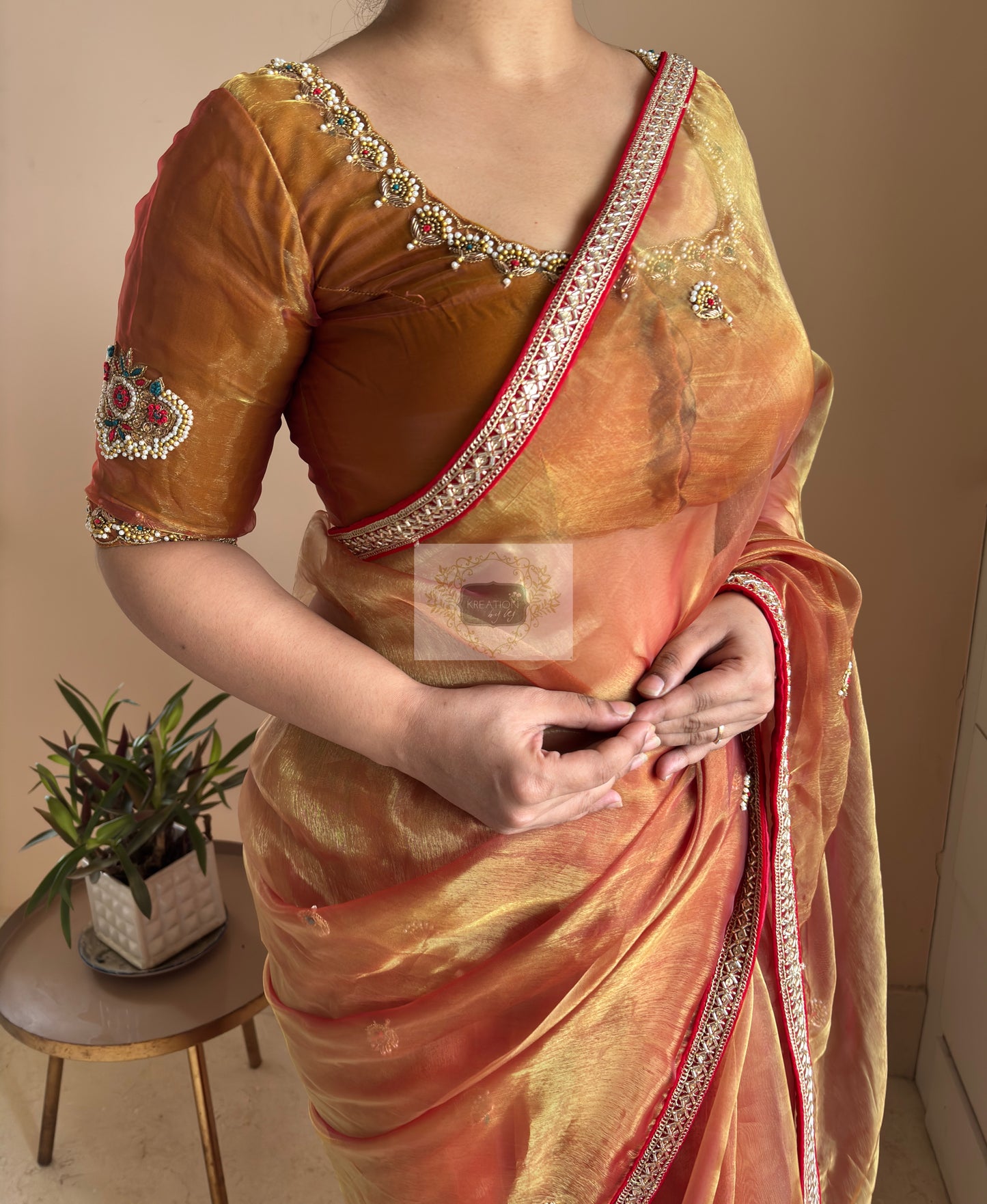 Liquid Gold Kurmaie Saree - kreationbykj