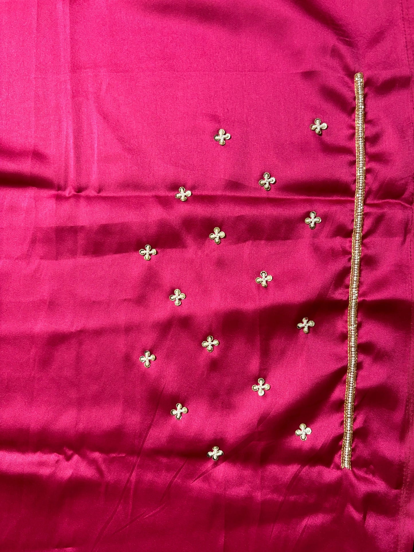 Hot Pink Cutdana Jaal Net Saree kreationbykj