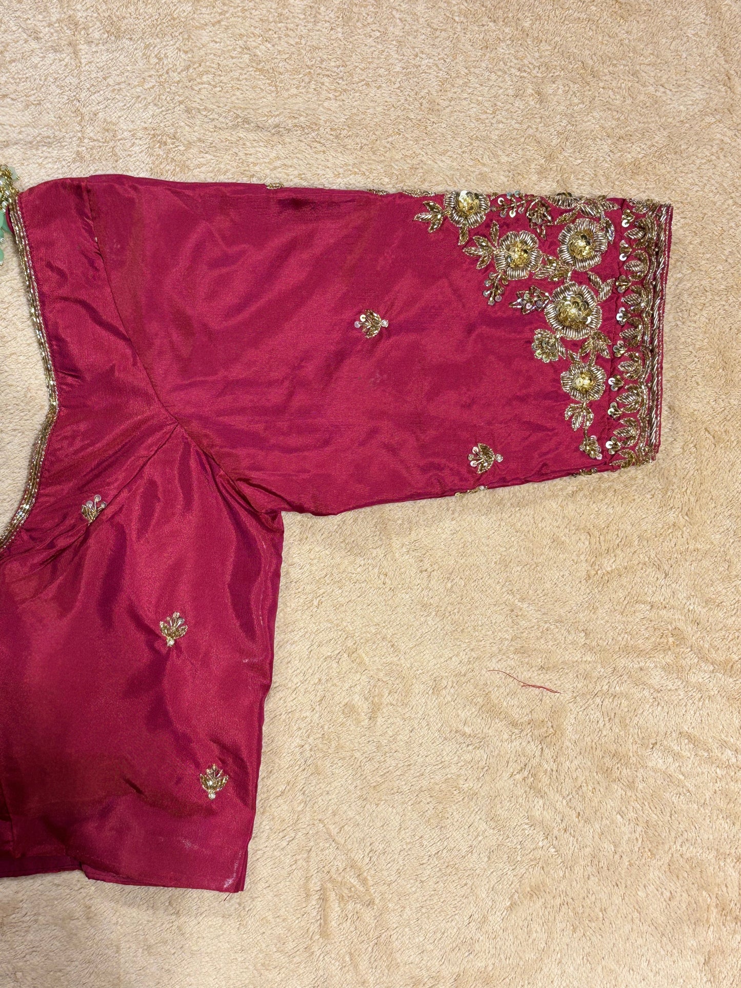 Magenta Bridal Silk Blouse With Zardosi Work kreationbykj