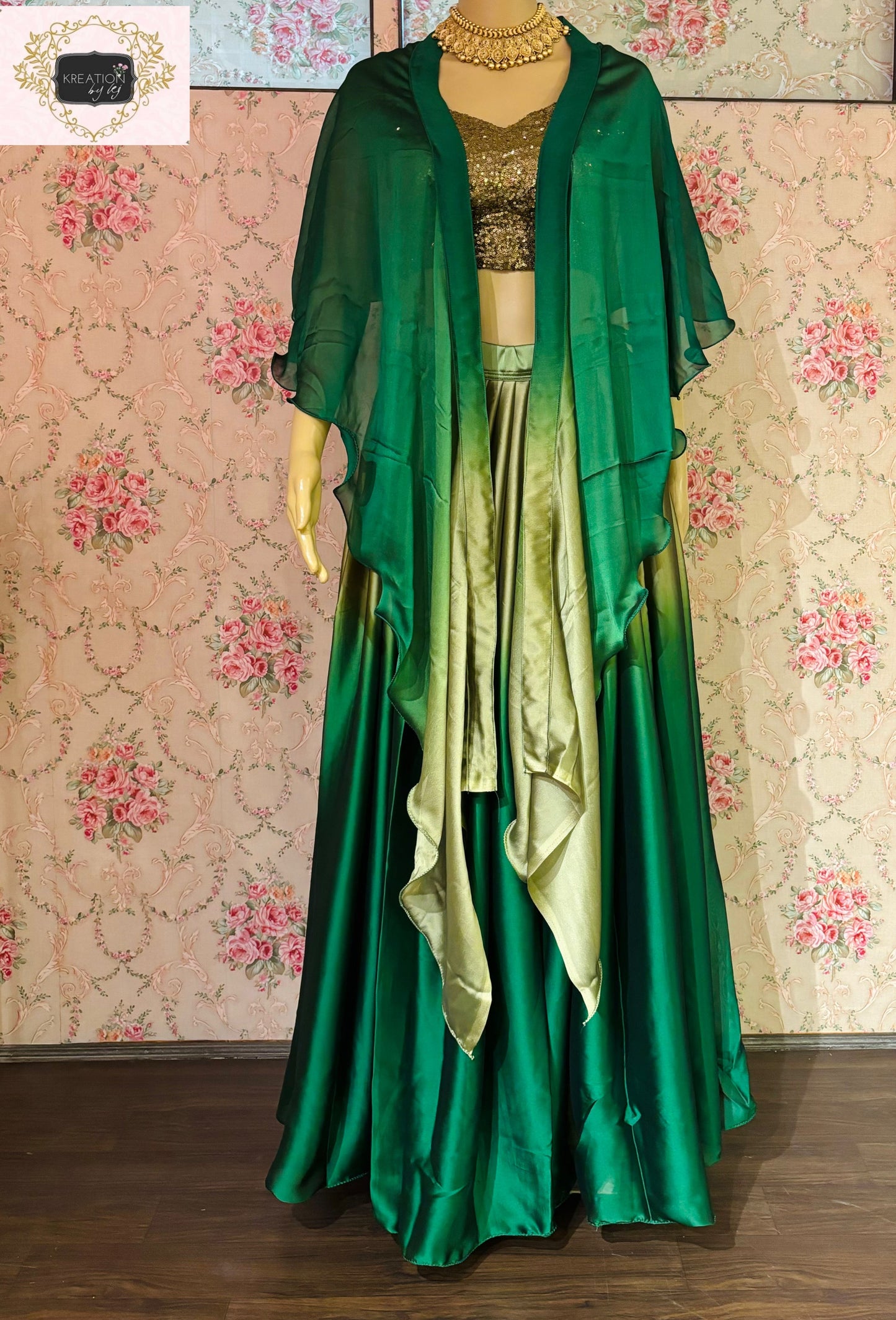 Green Ombre Lehenga kreationbykj