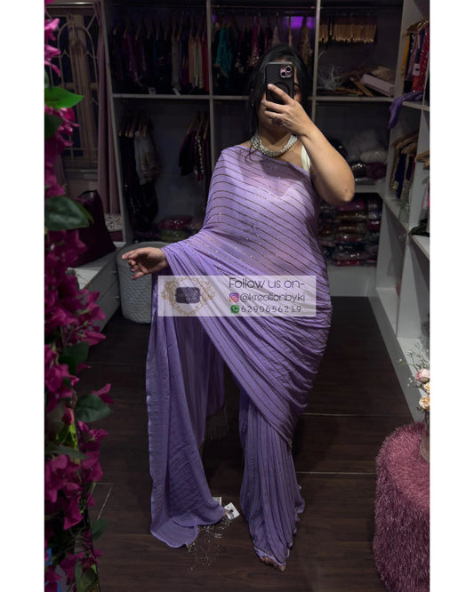 Lavender Noorani Georgette Saree Kreation by KJ