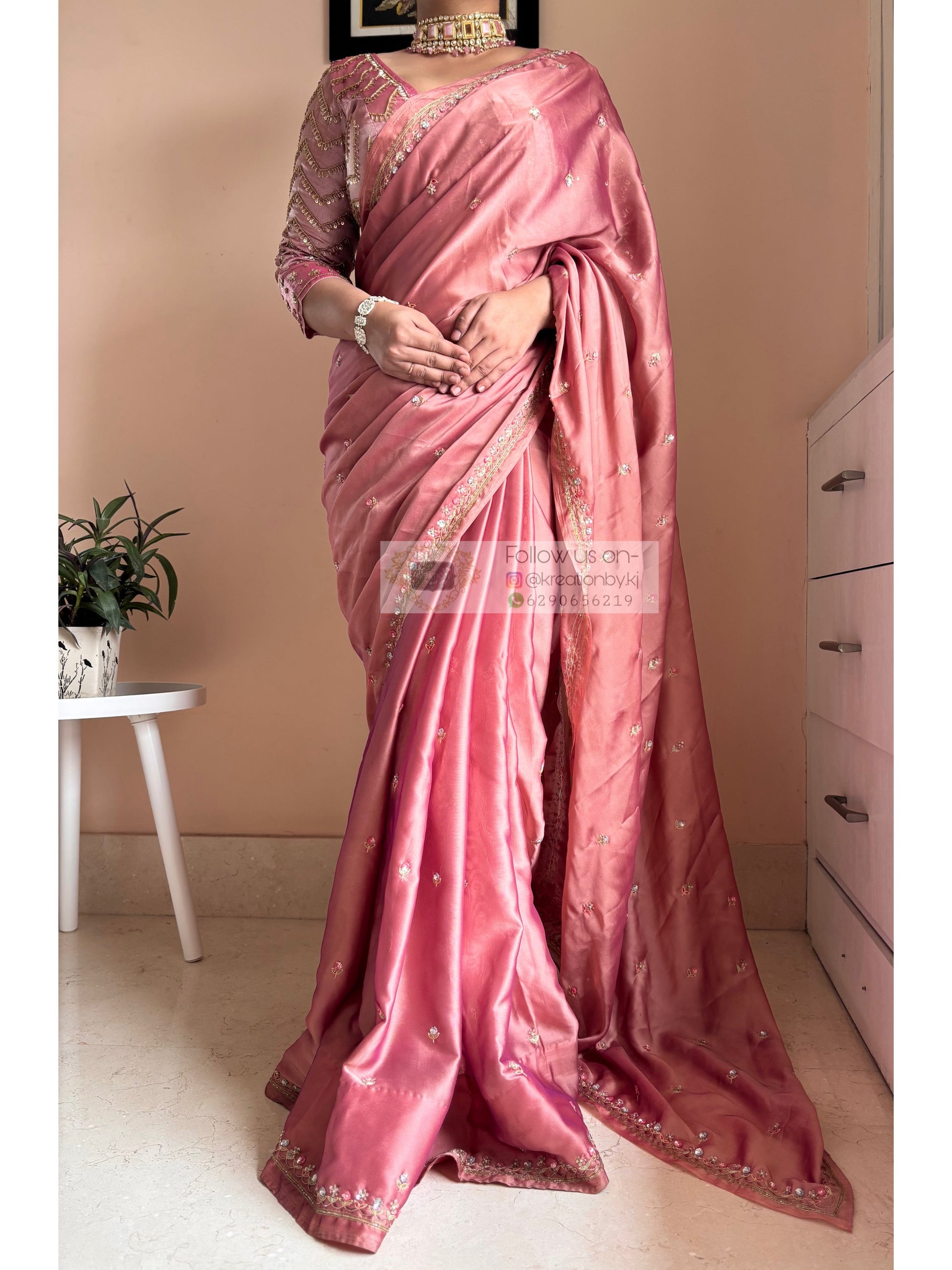 Summer Mauve Pink Saree Kreation by KJ