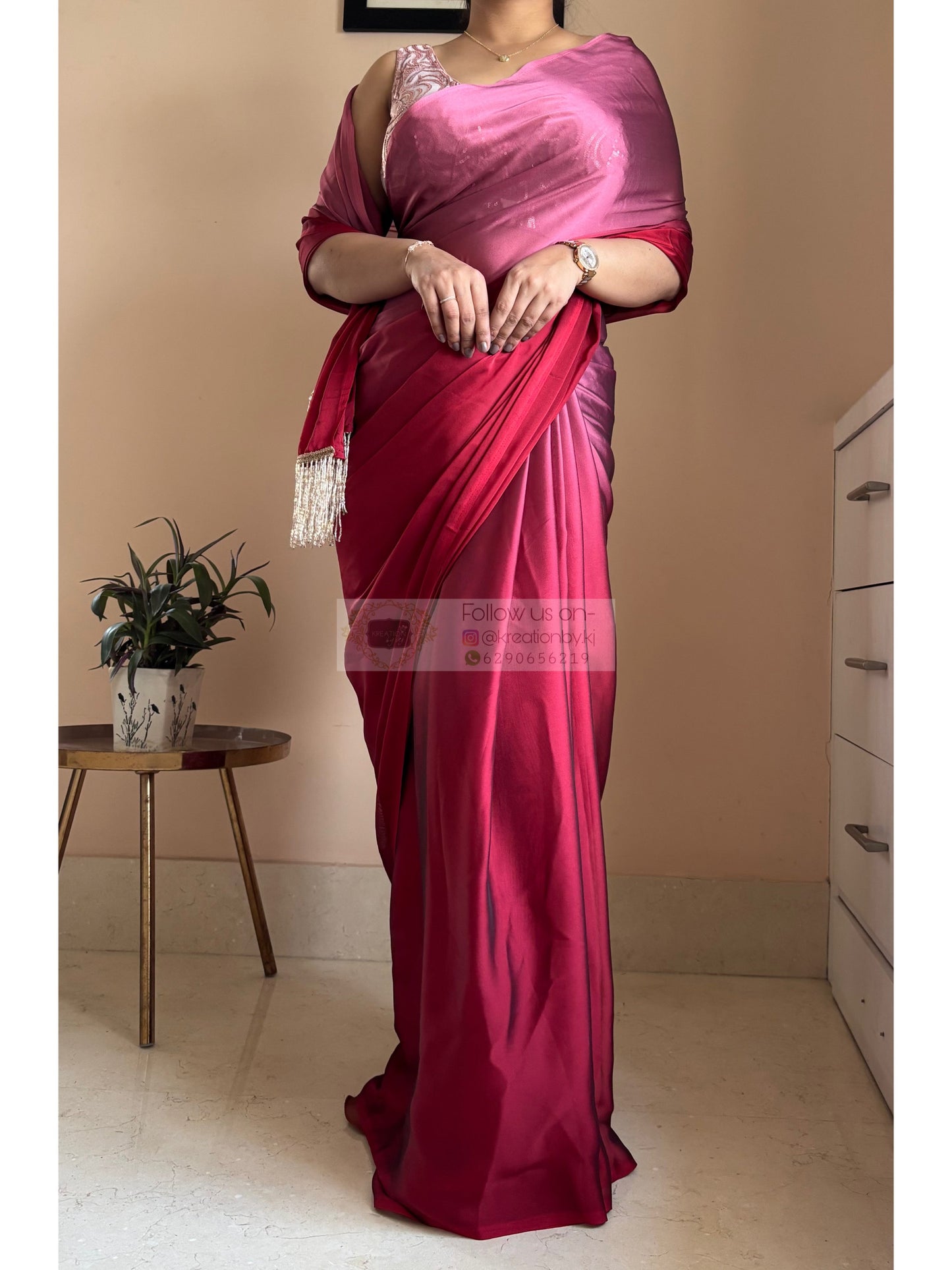 Merlot Ombre Georgette Cocktails Saree