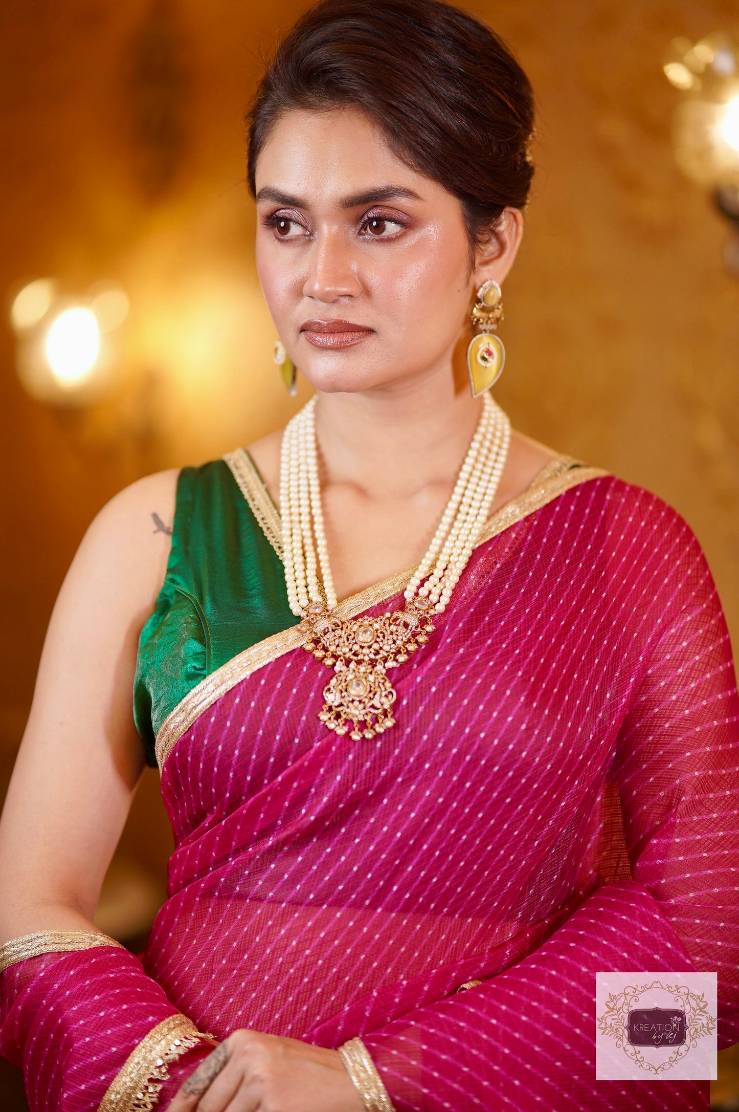 Rani Pink Leheriya Saree