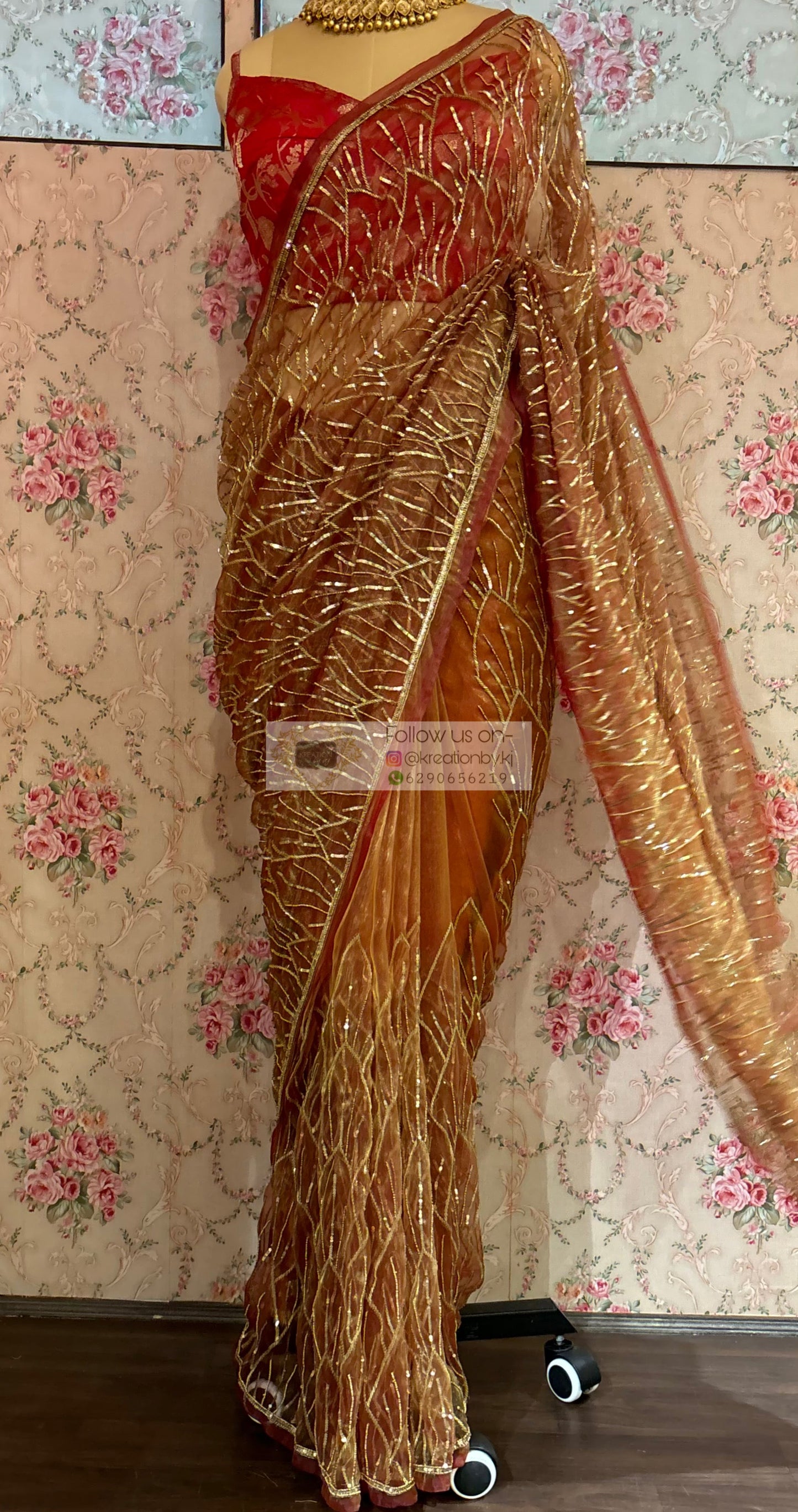 Liquid Gold A Sky full of Stars Saree For Reception kreationbykj
