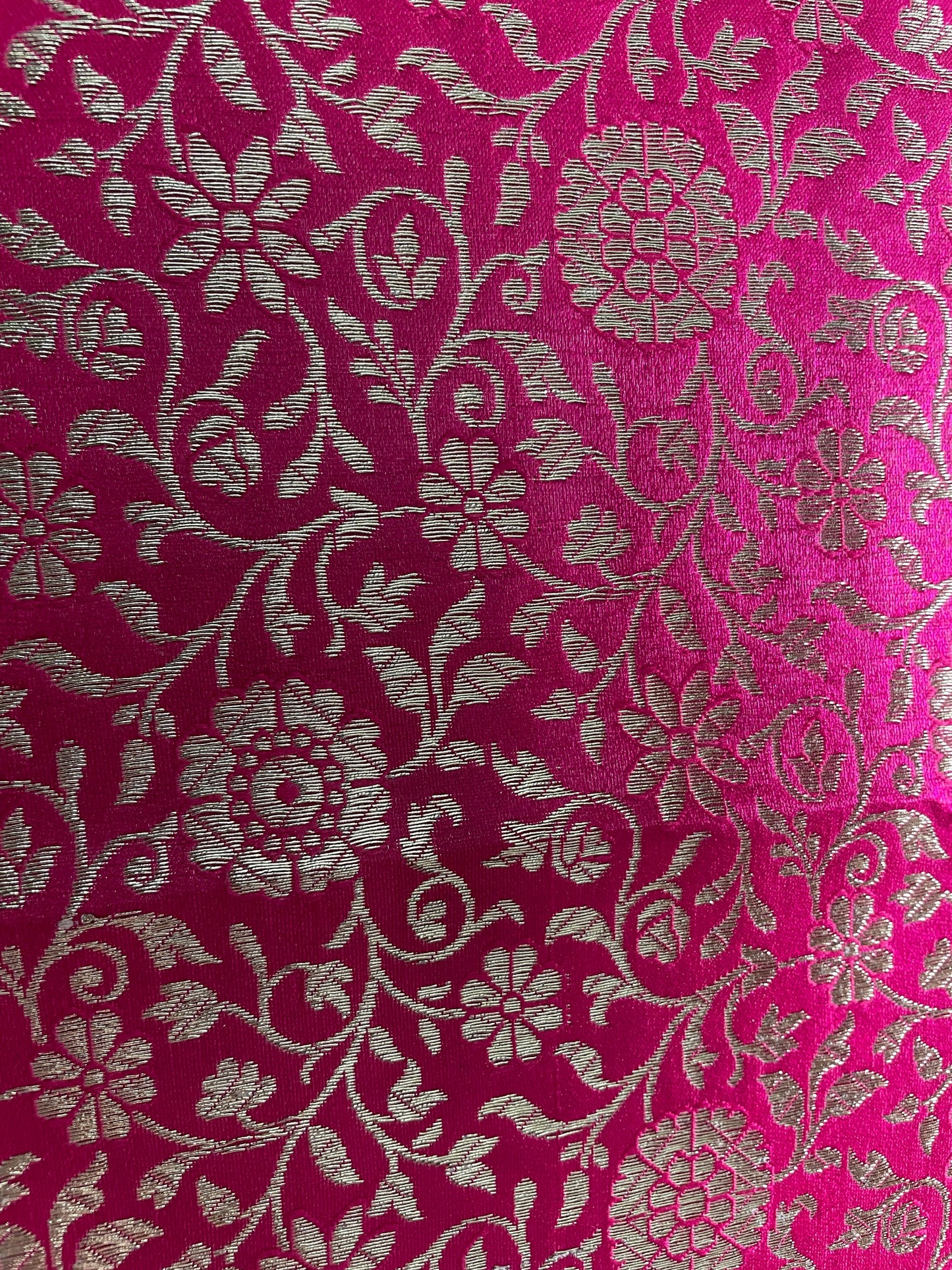 Fuchsia Pink Banarasi Brocade Fabric kreationbykj
