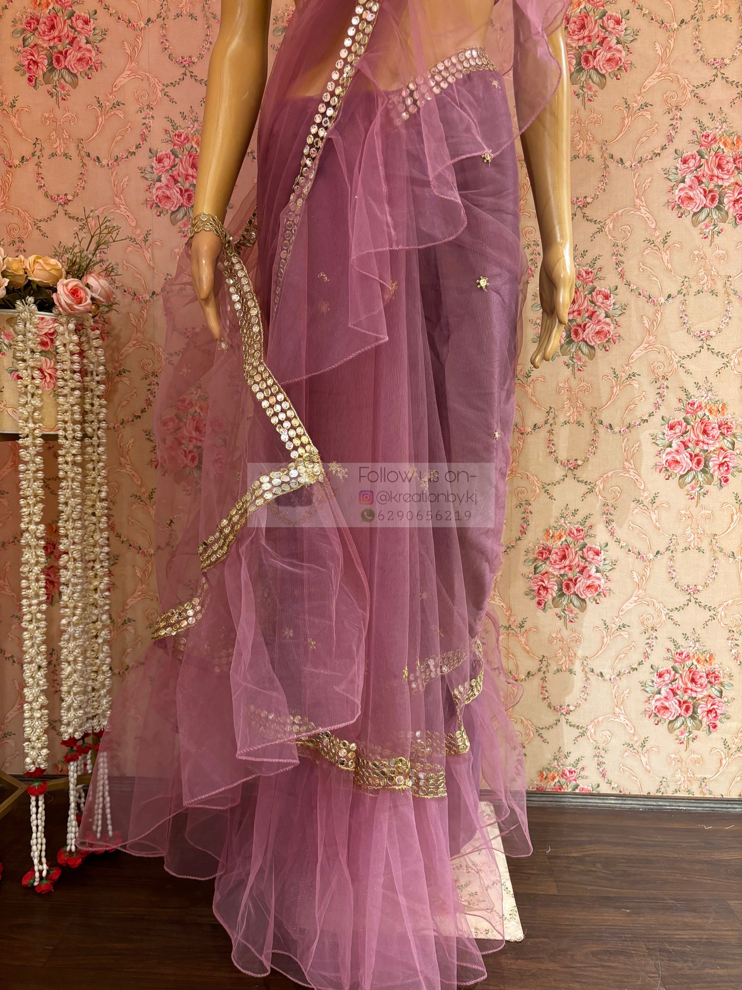 Heather Net Ruffles Saree kreationbykj