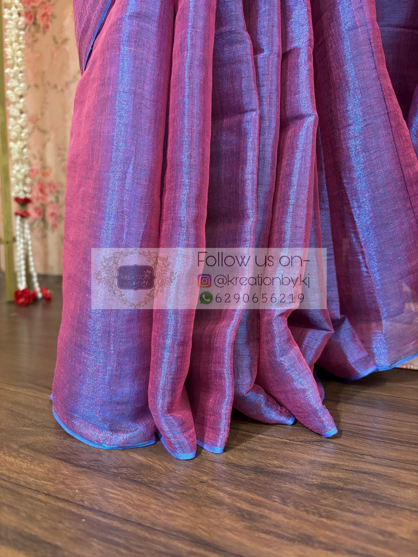 Pink Orchid Two in One Tissue Saree kreationbykj