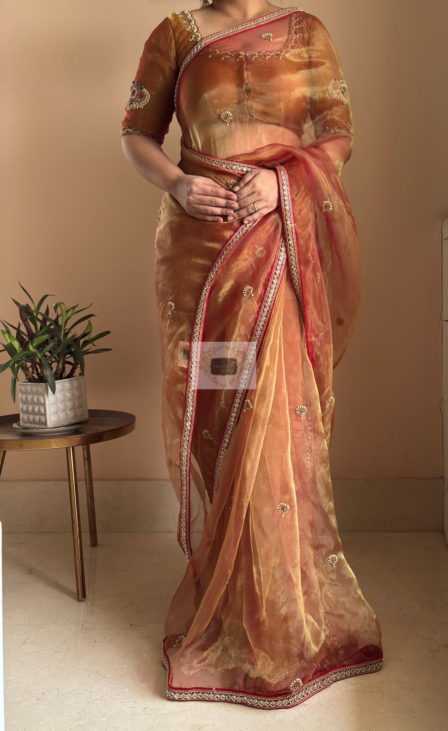 Liquid Gold Kurmaie Saree - kreationbykj
