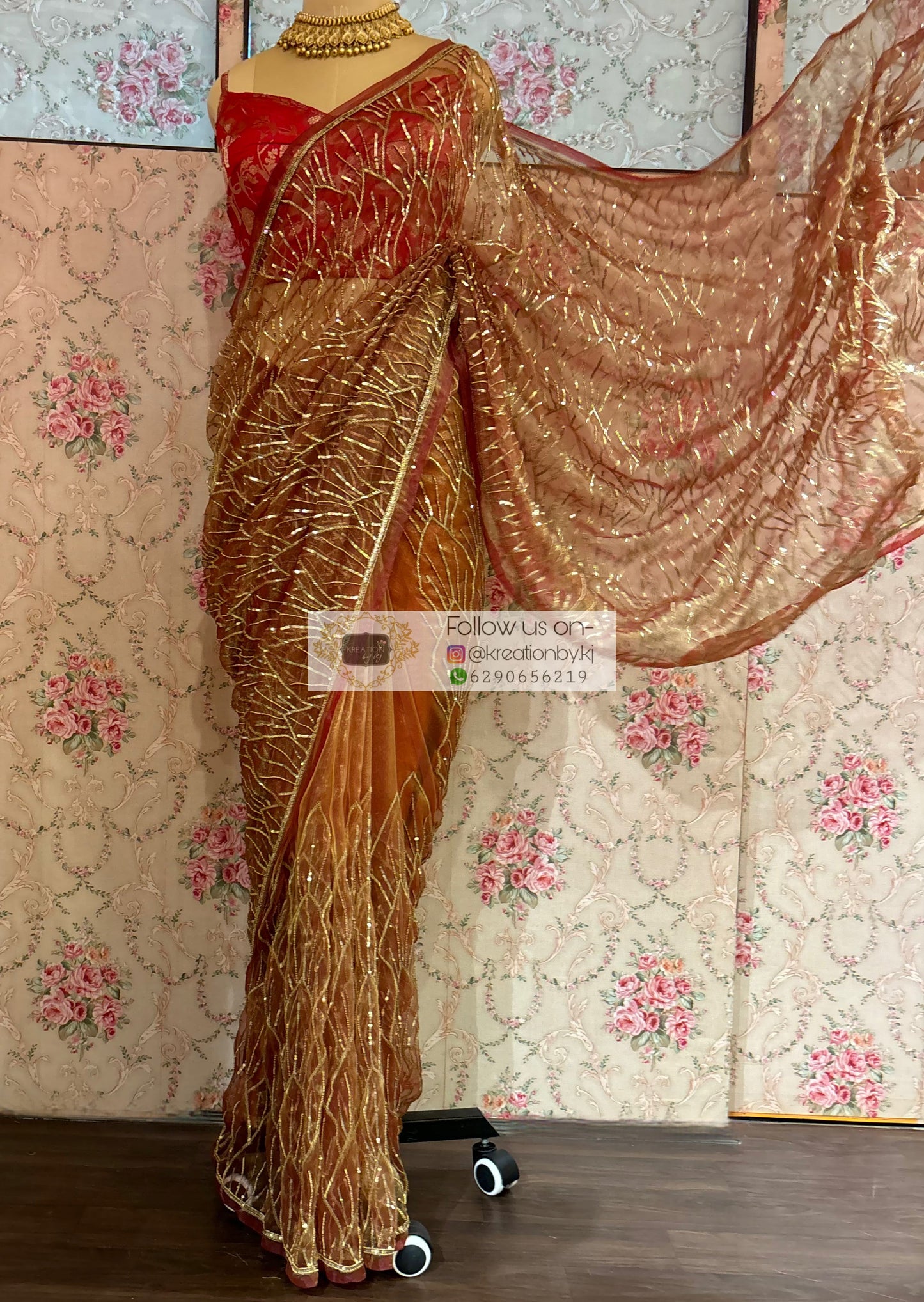 Liquid Gold A Sky full of Stars Saree For Reception kreationbykj