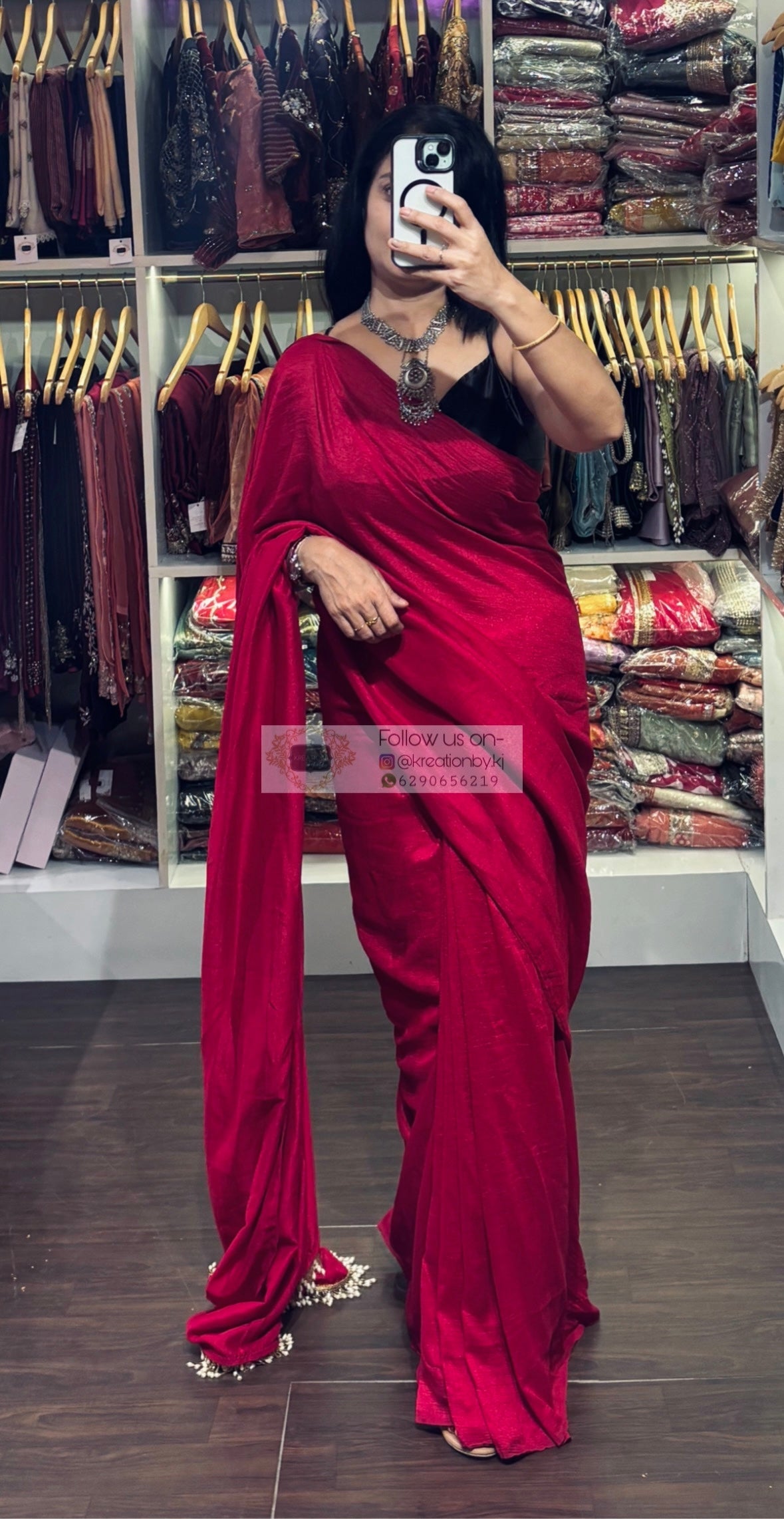 Pink Petunia Saree with Handmade Tassels on Pallu kreationbykj