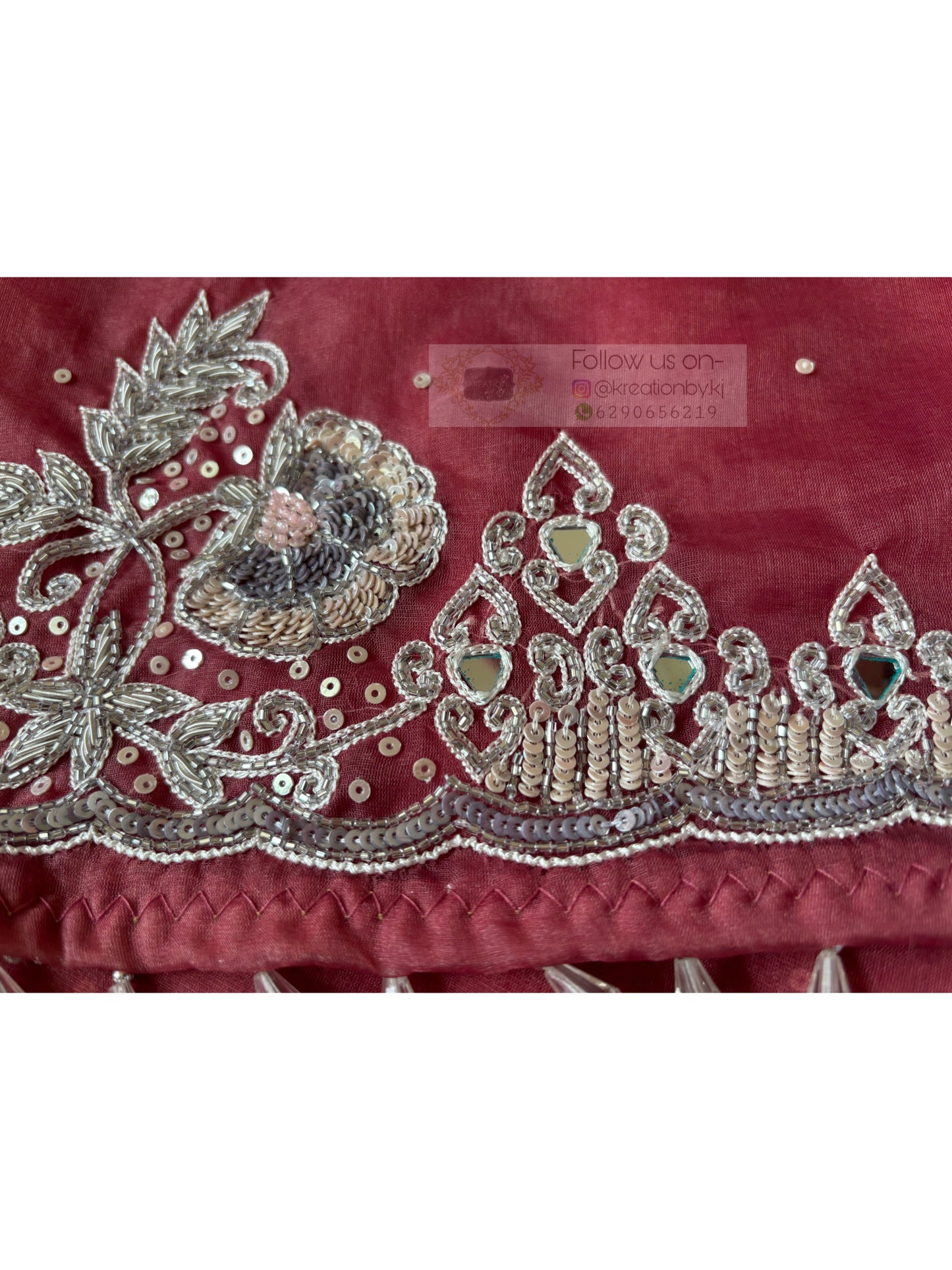 Salmon Pink Hand-Embroidered Saree with Heavy Work Blouse – Designer Wedding & Party Wear kreationbykj
