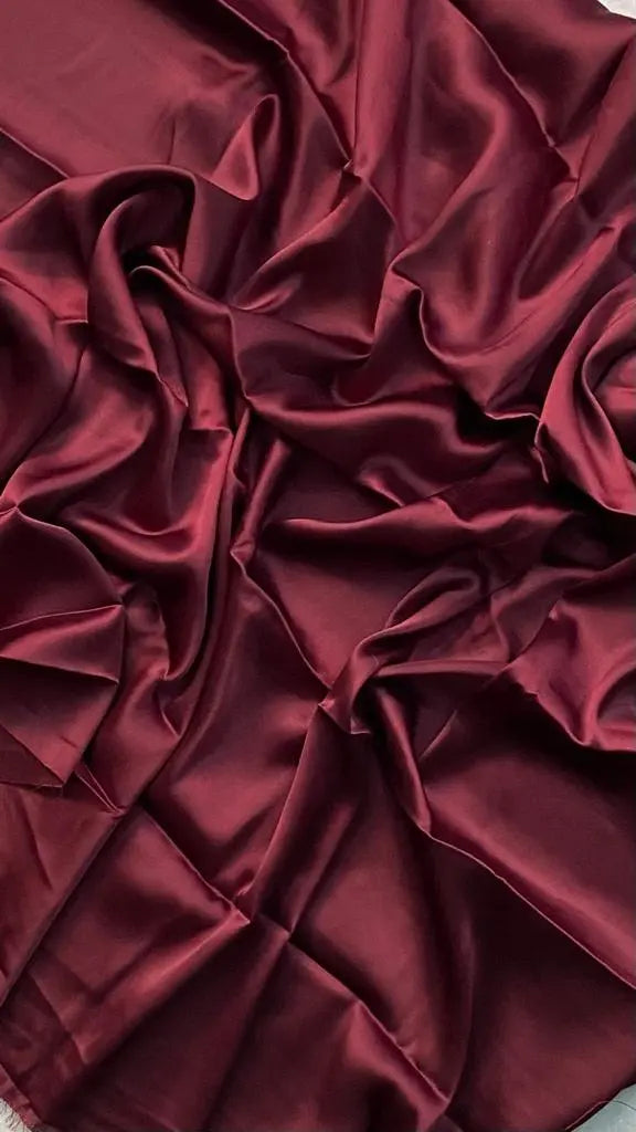 Wine Satin Silk Banno Saree kreationbykj