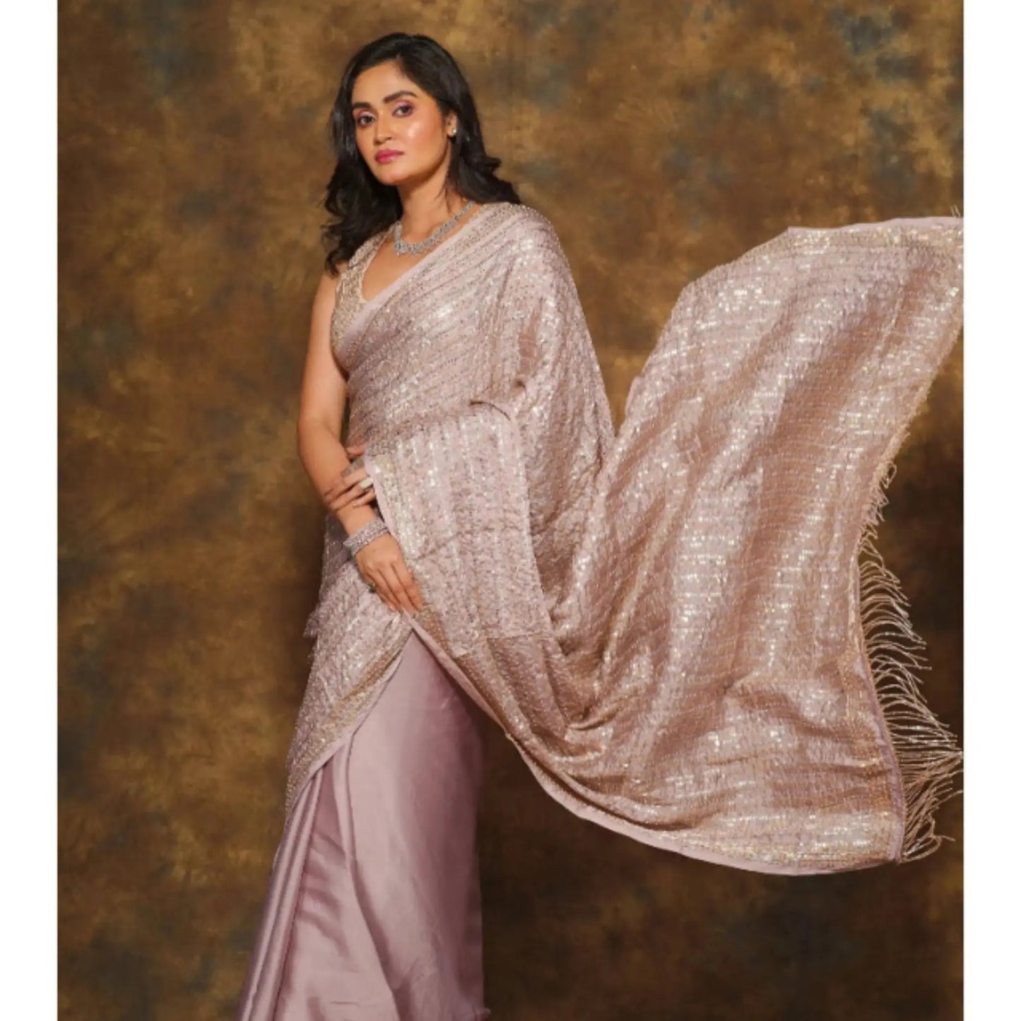 Lilac Chand Sifarish Saree for Engagement kreationbykj