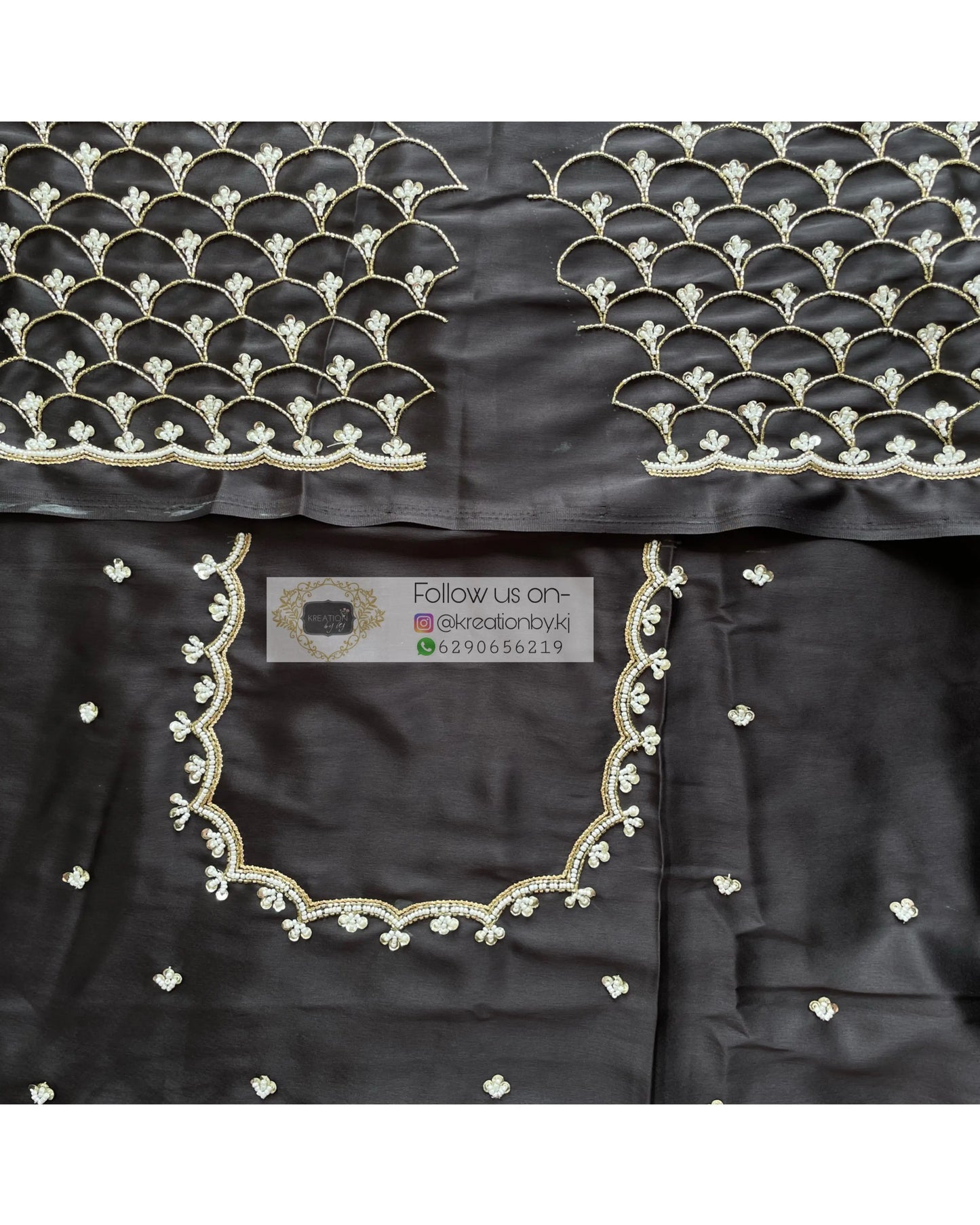 Black Georgette Cutdana Mehraab Jaal Saree kreationbykj