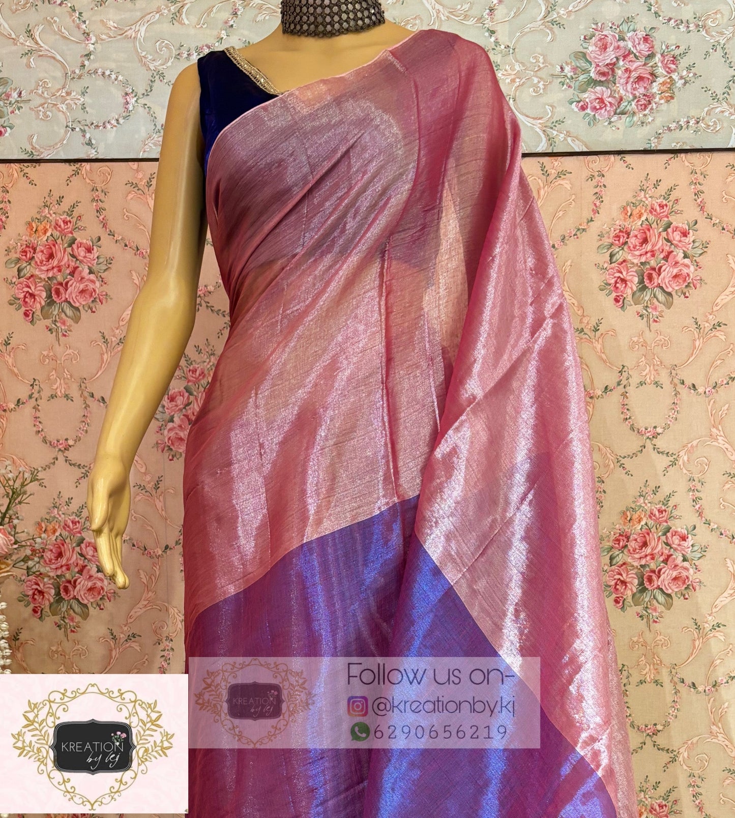 Pink Orchid Two in One Tissue Saree kreationbykj