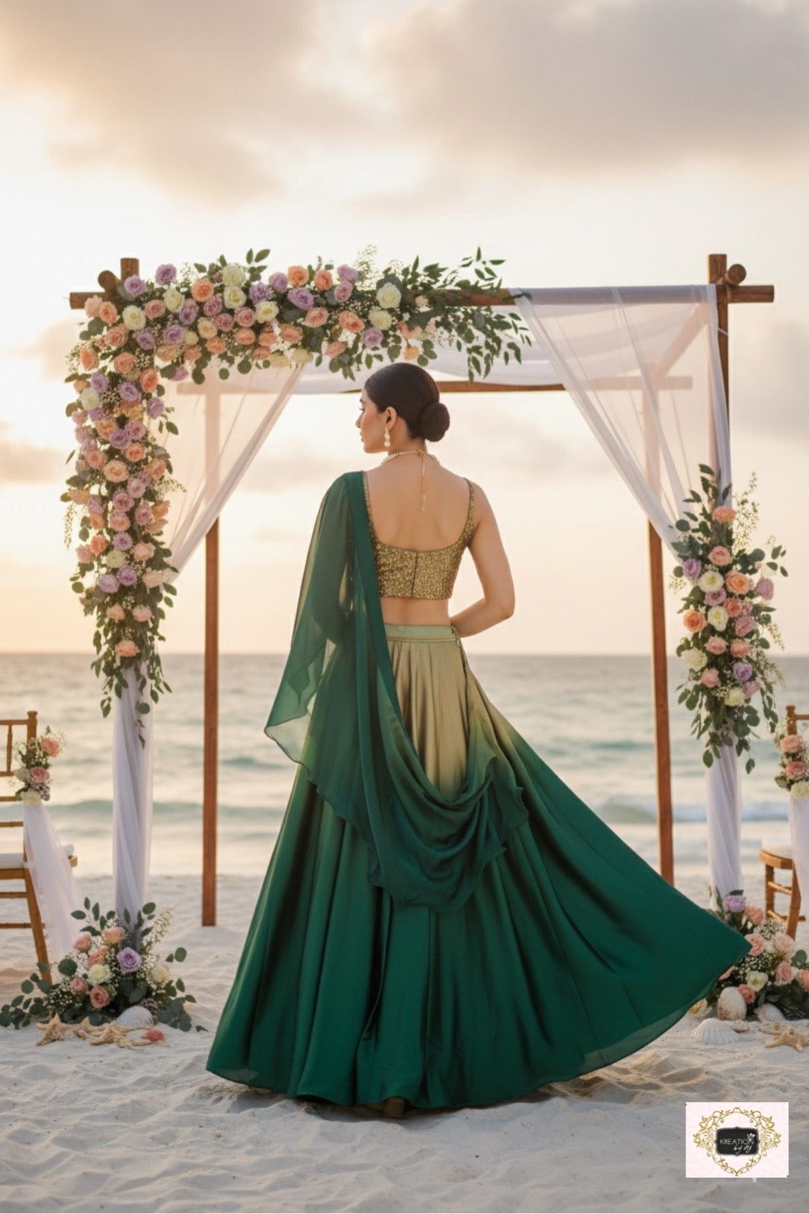 Green Ombre Lehenga kreationbykj