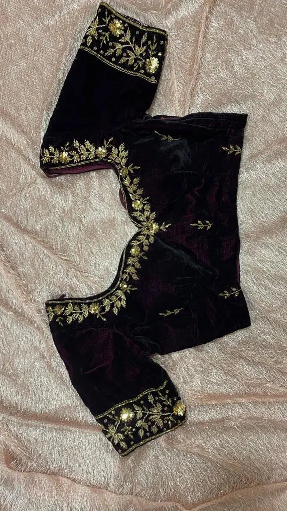 Dark Wine Velvet Anaya Saree kreationbykj