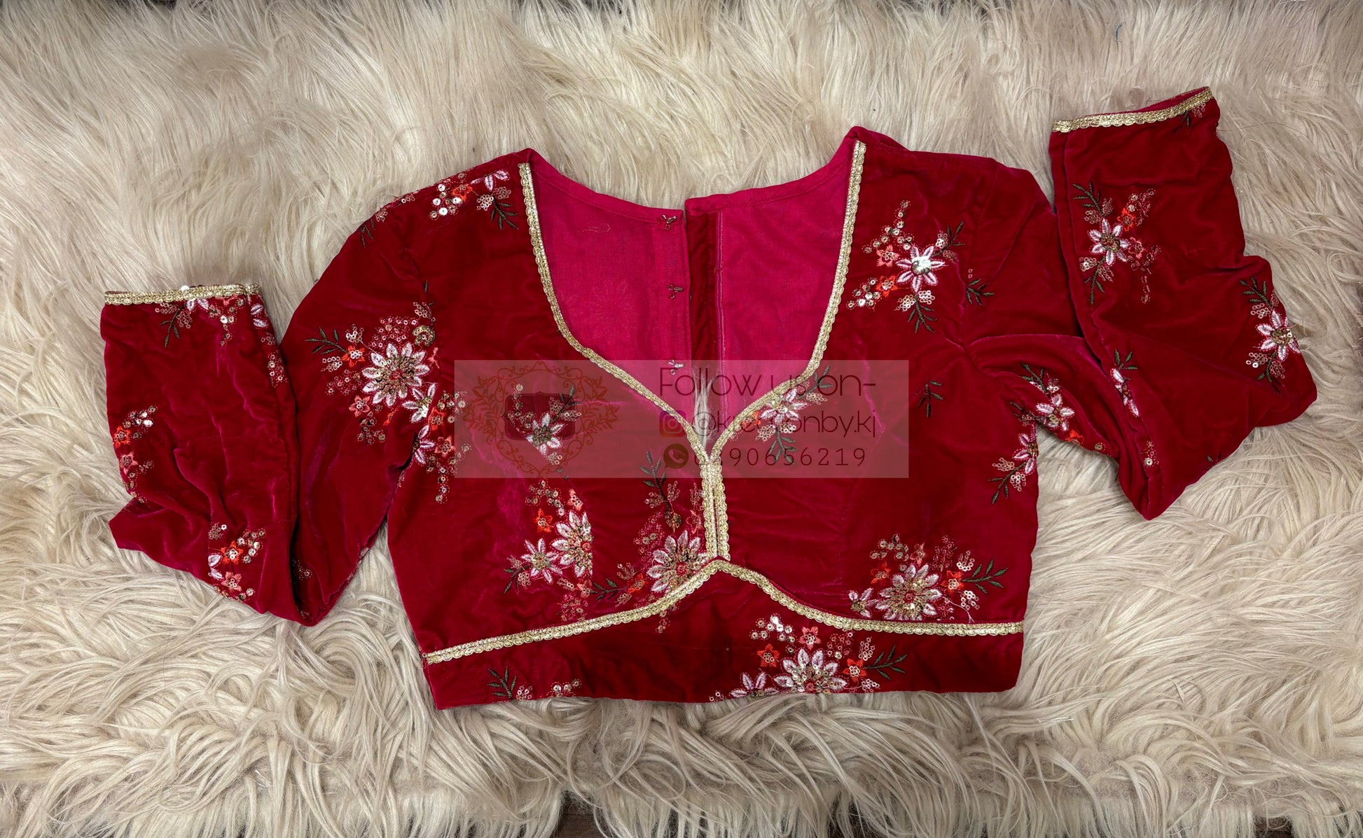 Rani Velvet Long Sleeve Blouse kreationbykj