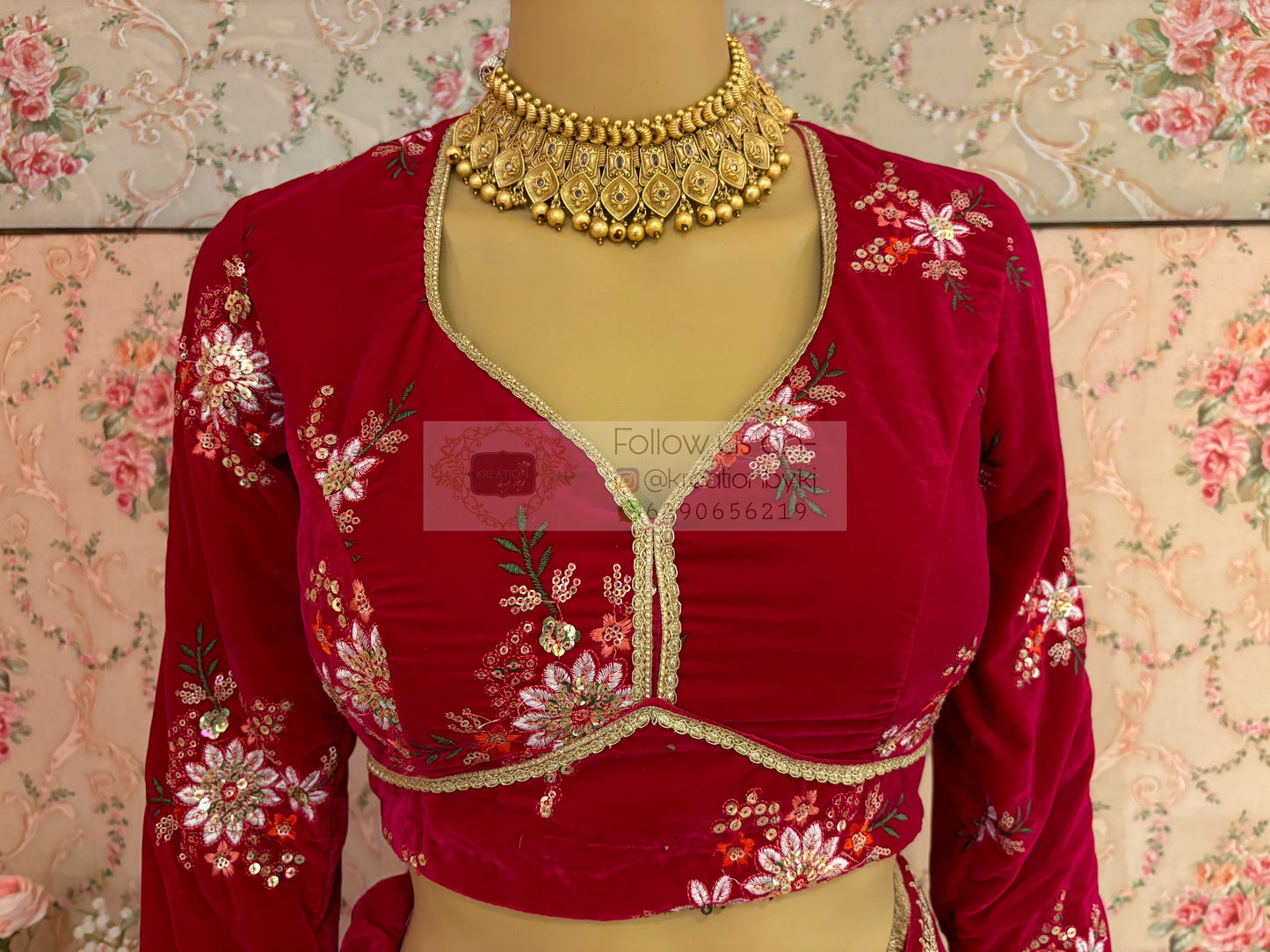 Rani Velvet Long Sleeve Blouse kreationbykj