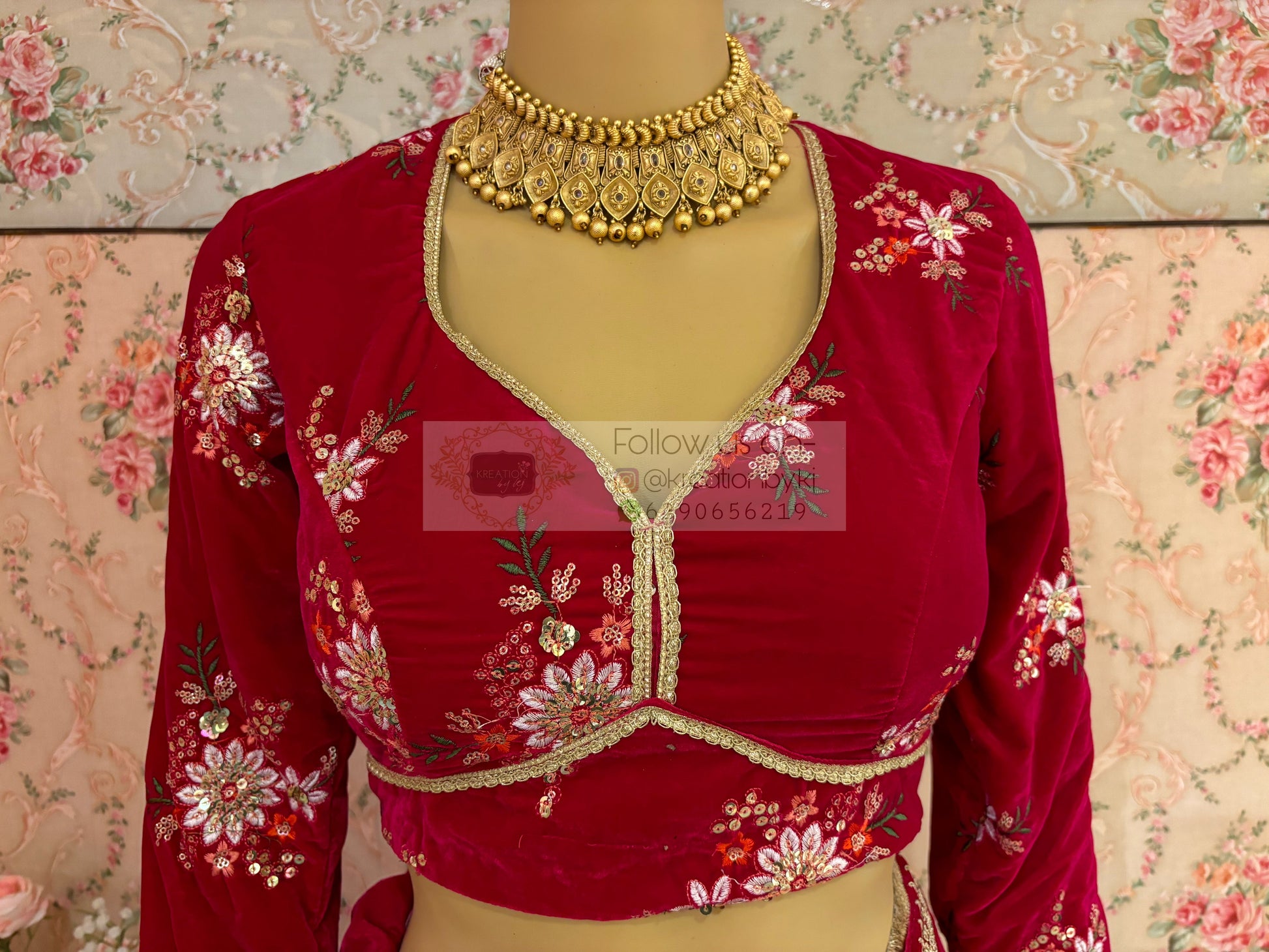 Rani Velvet Long Sleeve Blouse kreationbykj