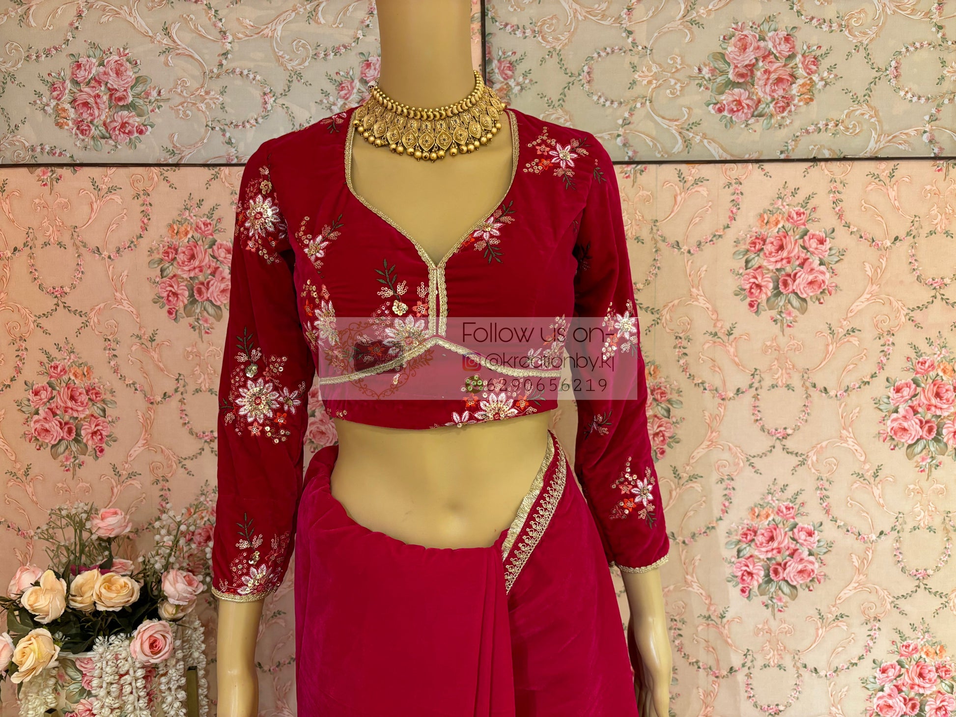 Rani Velvet Long Sleeve Blouse kreationbykj