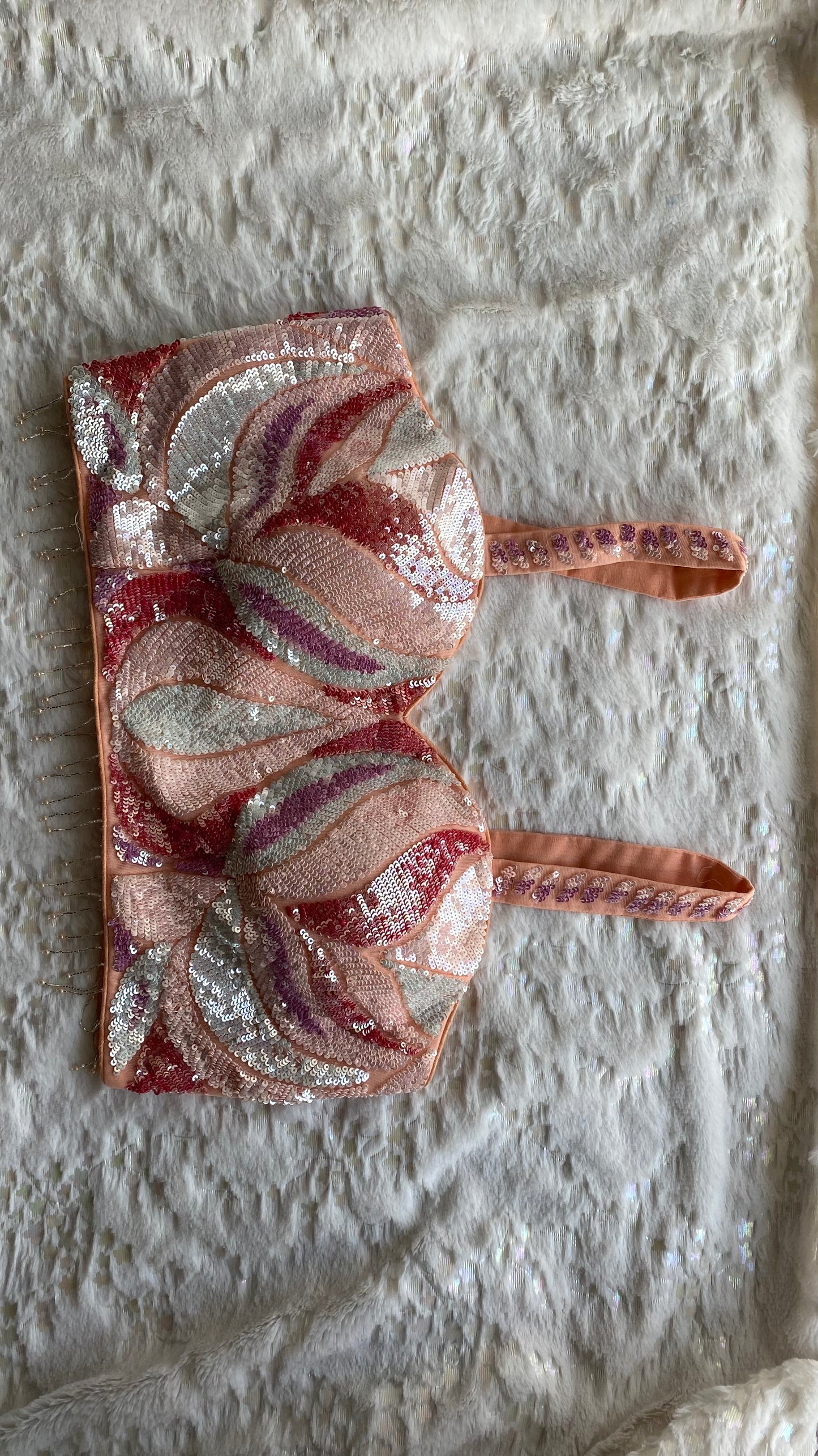Peach Dazzle Diva Hand embroidered Cocktail Blouse kreationbykj