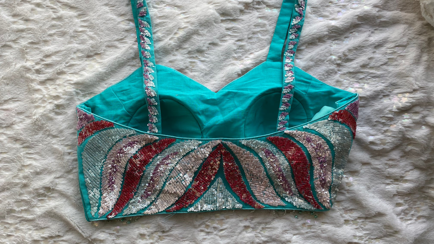 Turquoise Blue Cocktail Saree kreationbykj