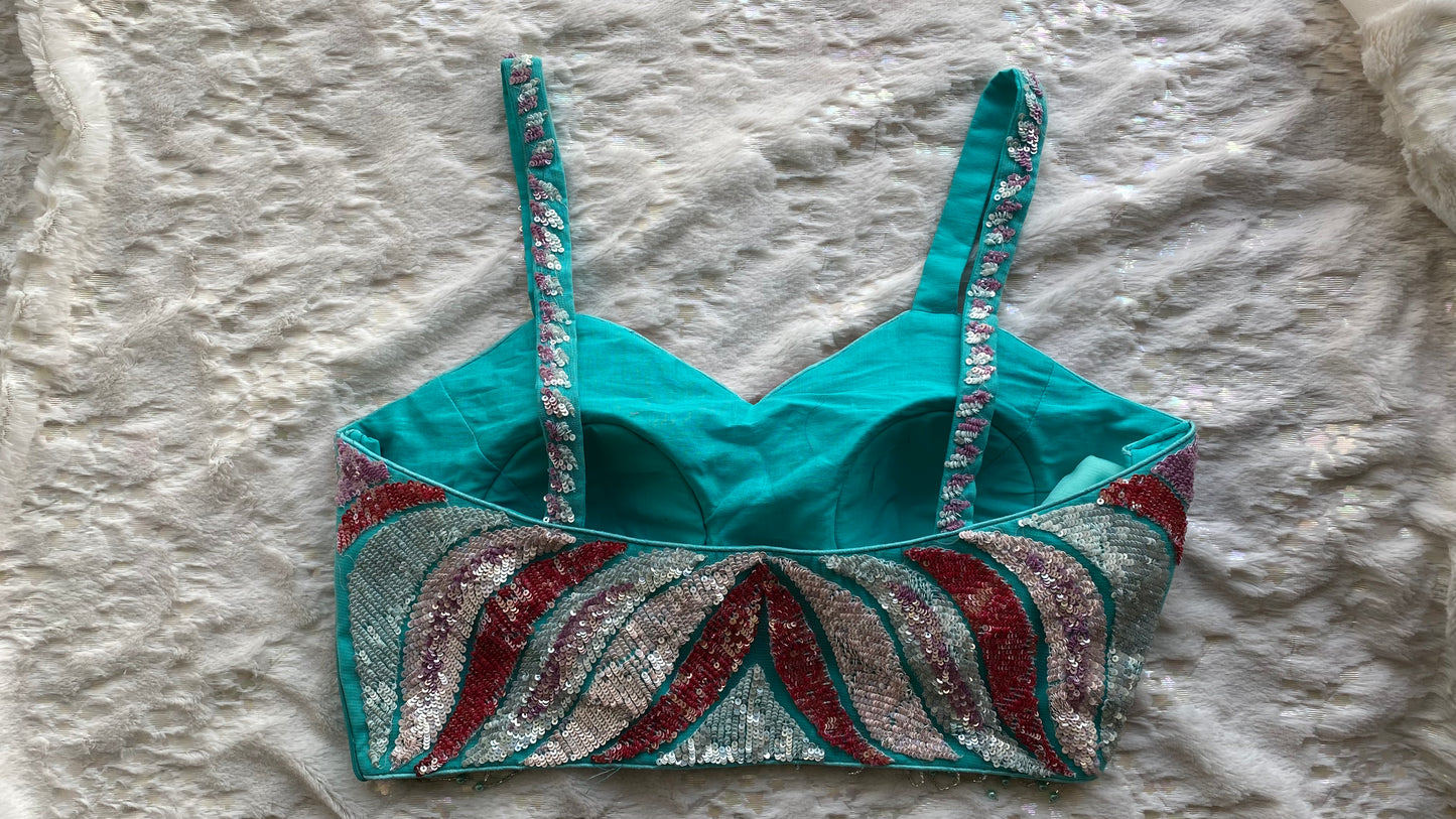 Turquoise Blue Glam Cocktail Blouse kreationbykj