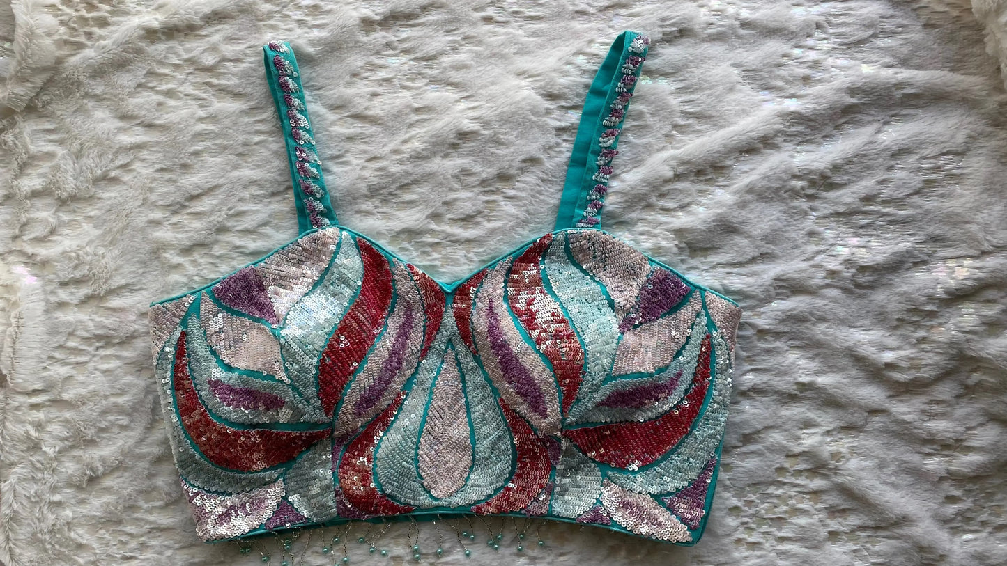 Turquoise Blue Cocktail Saree kreationbykj