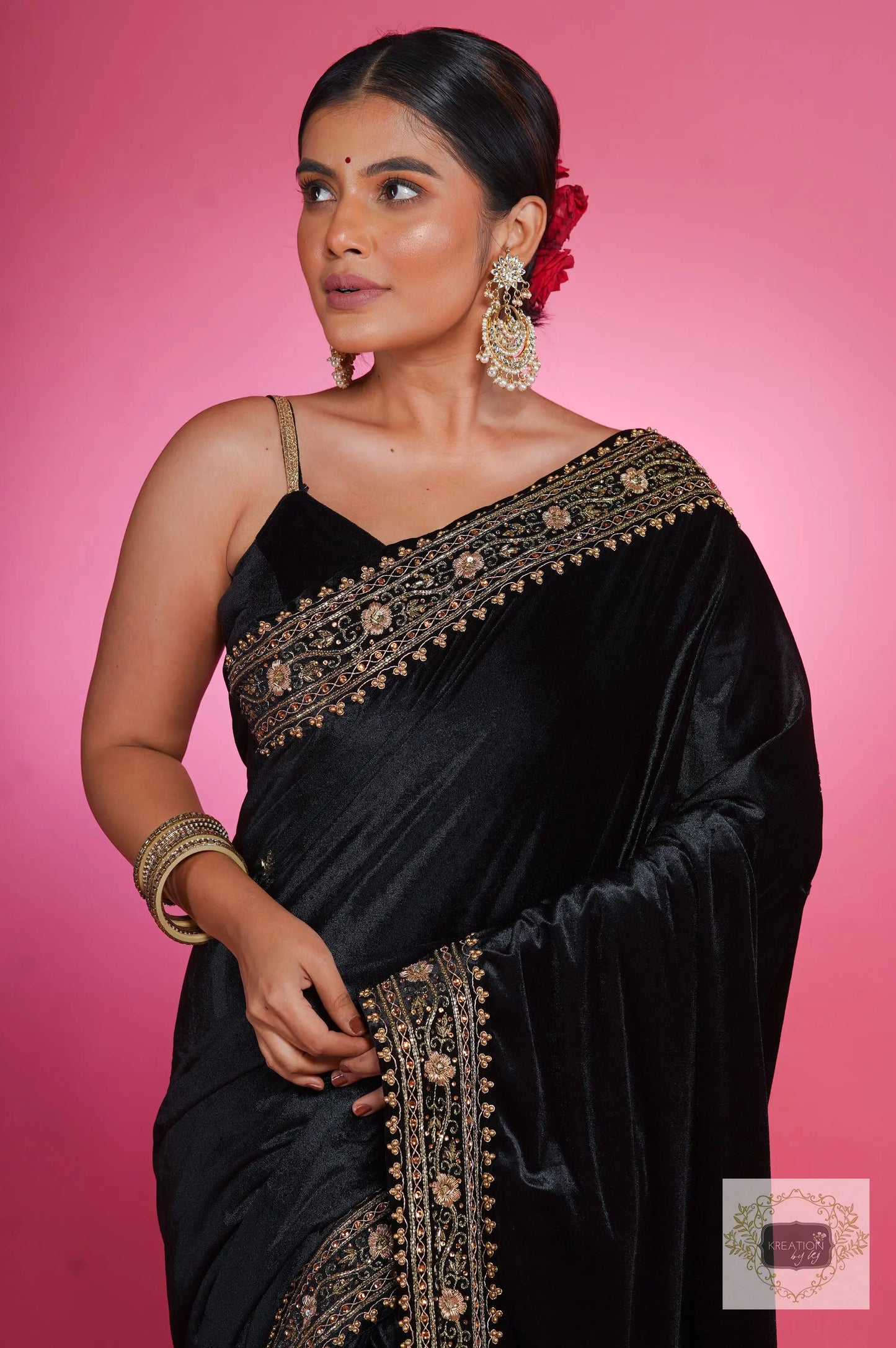 Black Velvet Zarina Saree kreationbykj