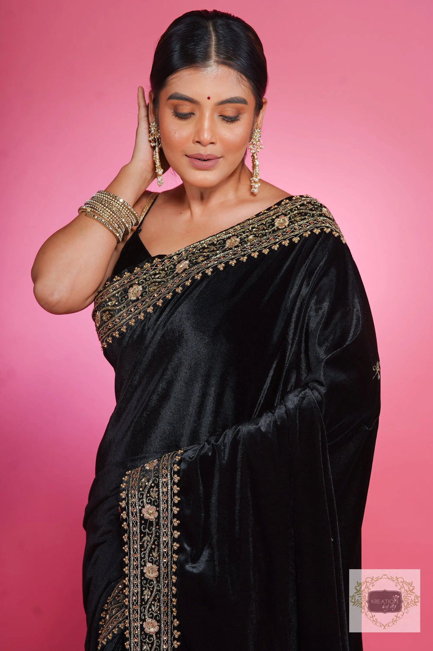 Black Velvet Zarina Saree kreationbykj