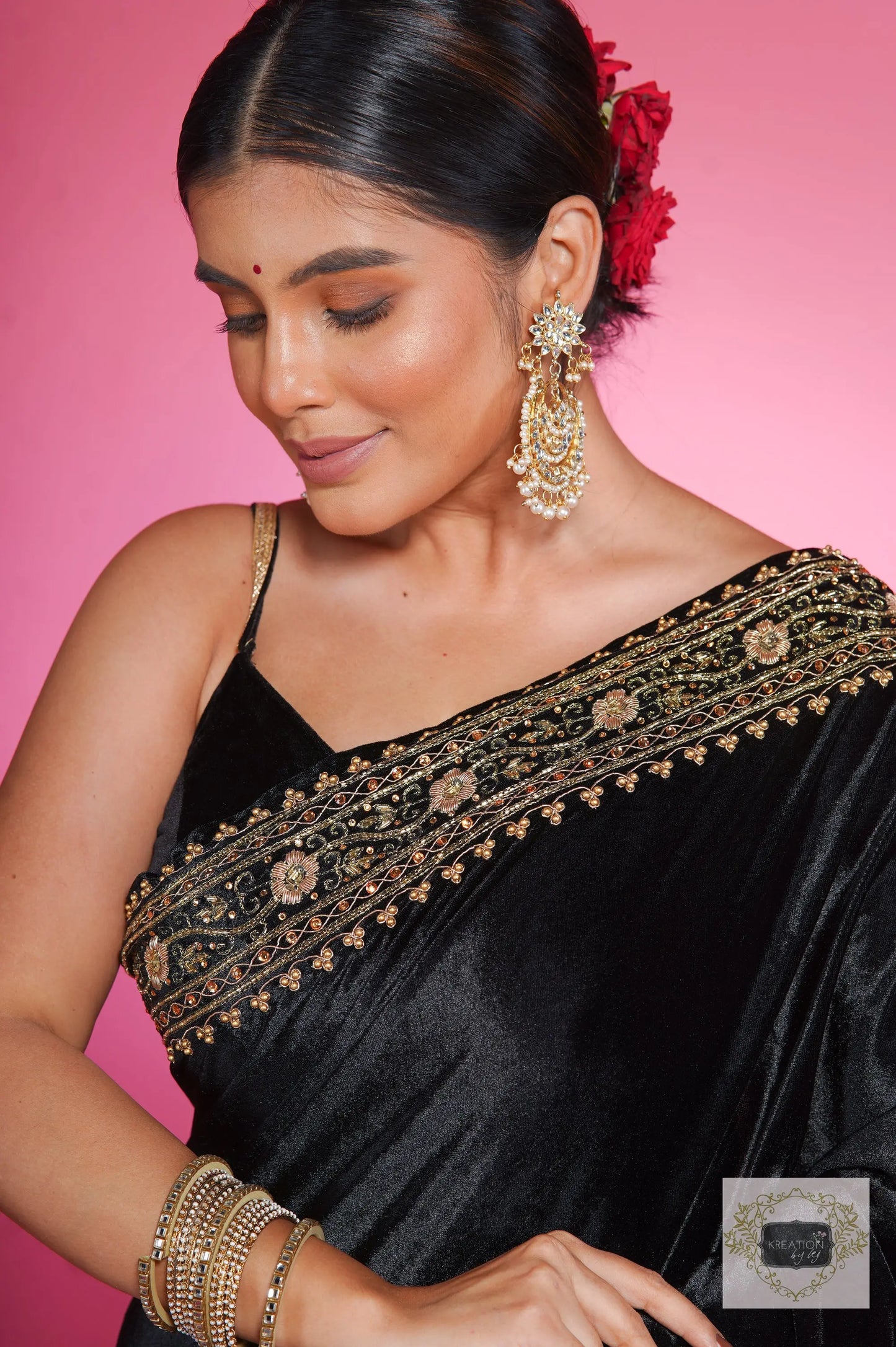 Black Velvet Zarina Saree kreationbykj