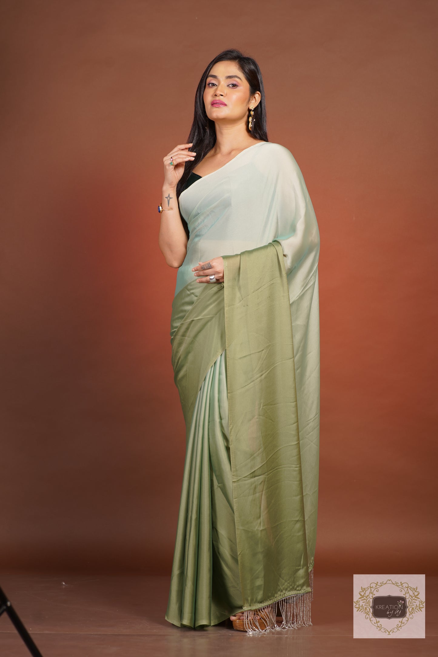 Green Ombré Georgette Silk Saree