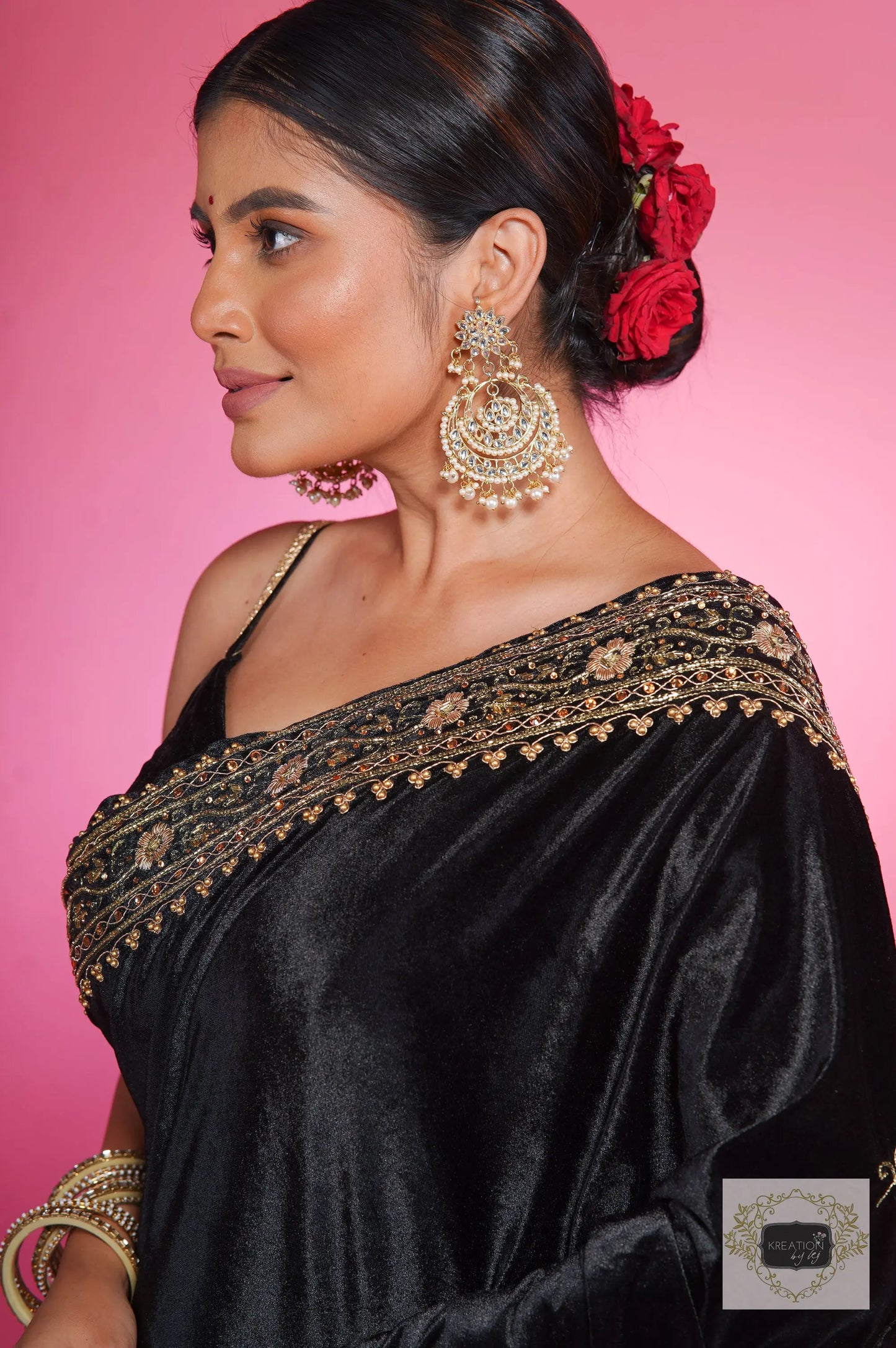 Black Velvet Zarina Saree kreationbykj