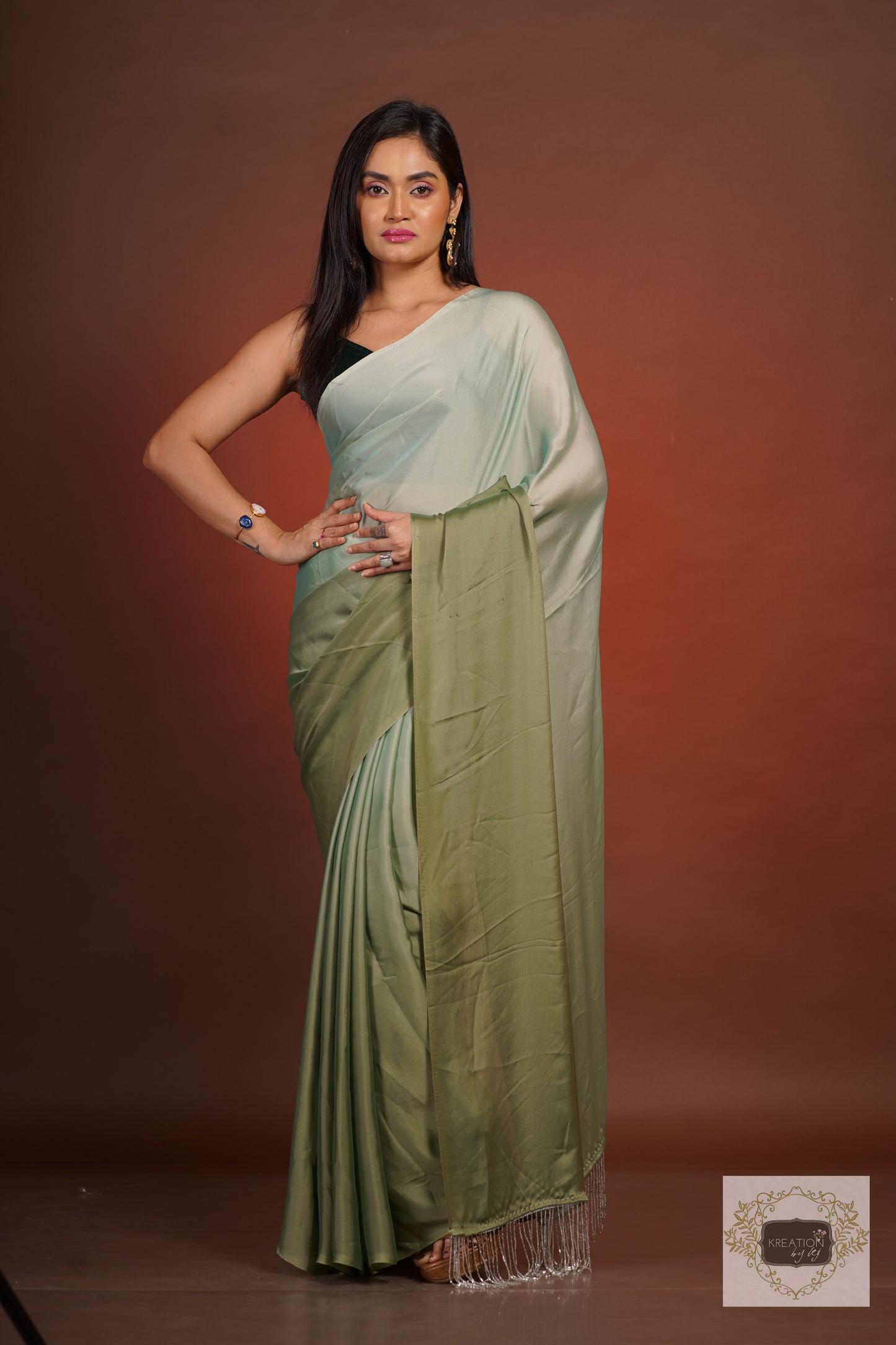 Green Ombré Georgette Silk Saree