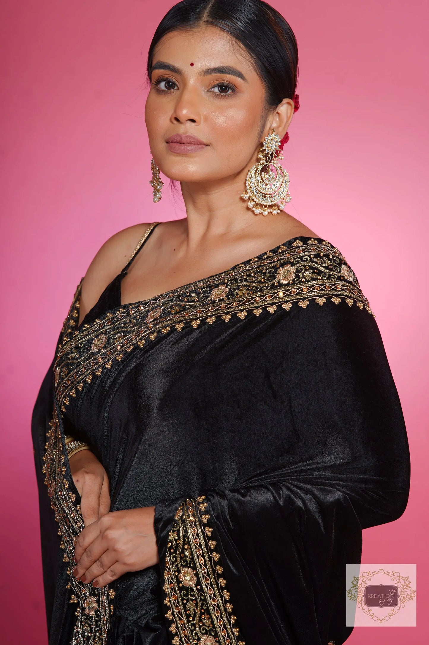 Black Velvet Zarina Saree kreationbykj
