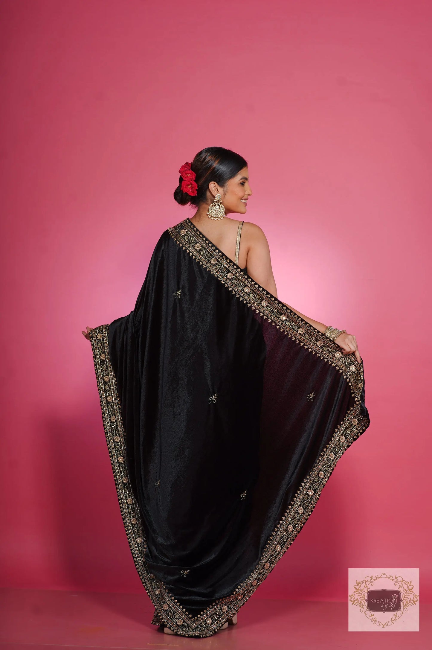 Black Velvet Zarina Saree kreationbykj