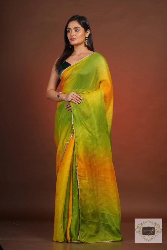 Mango Bite Ombré Kota Silk Saree kreationbykj